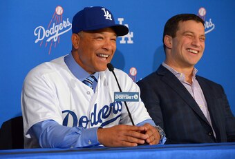 Dodgers manager Dave Roberts and president of baseball operations Andrew Friedman