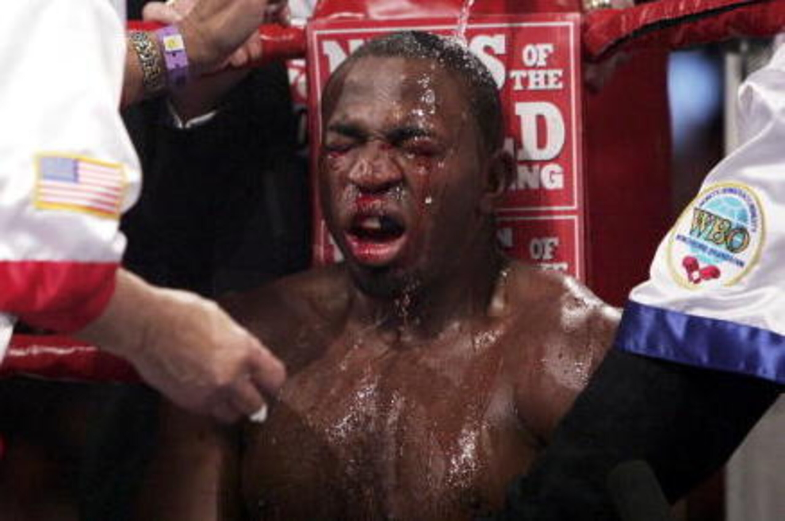 Jeff Lacy was given a boxing lesson by Joe Calzaghe in Manchester, England.