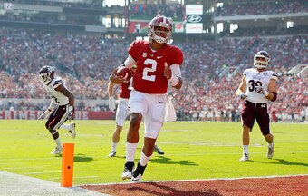 Jalen Hurts' 803 rushing yards are the most in school history by an Alabama quarterback.