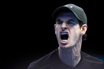 Andy Murray yells during the semifinals of the 2016 ATP World Tour Finals in London.