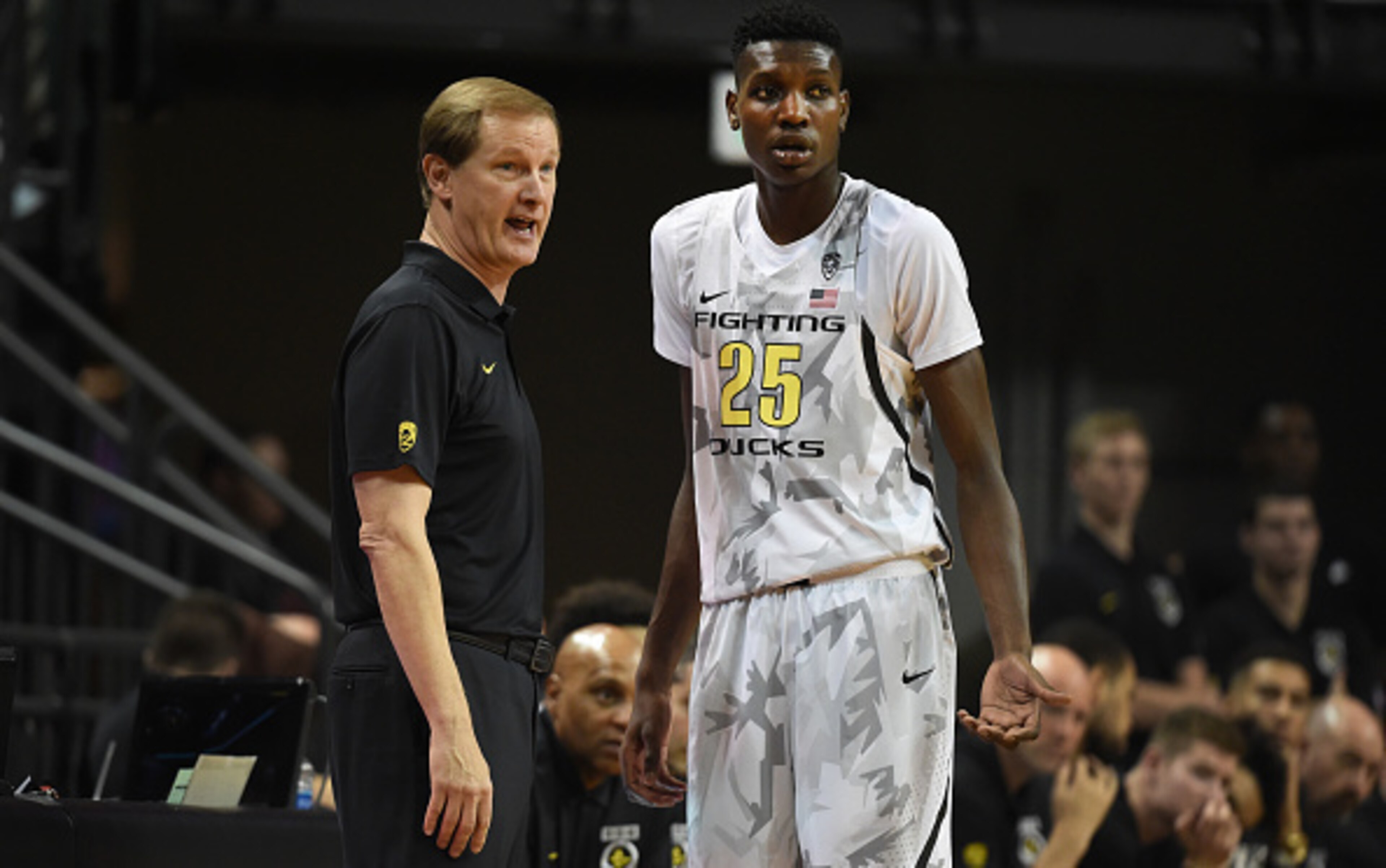 Chris Boucher with head coach Dana Altman