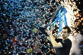 Murray holds his first ATP Finals trophy.