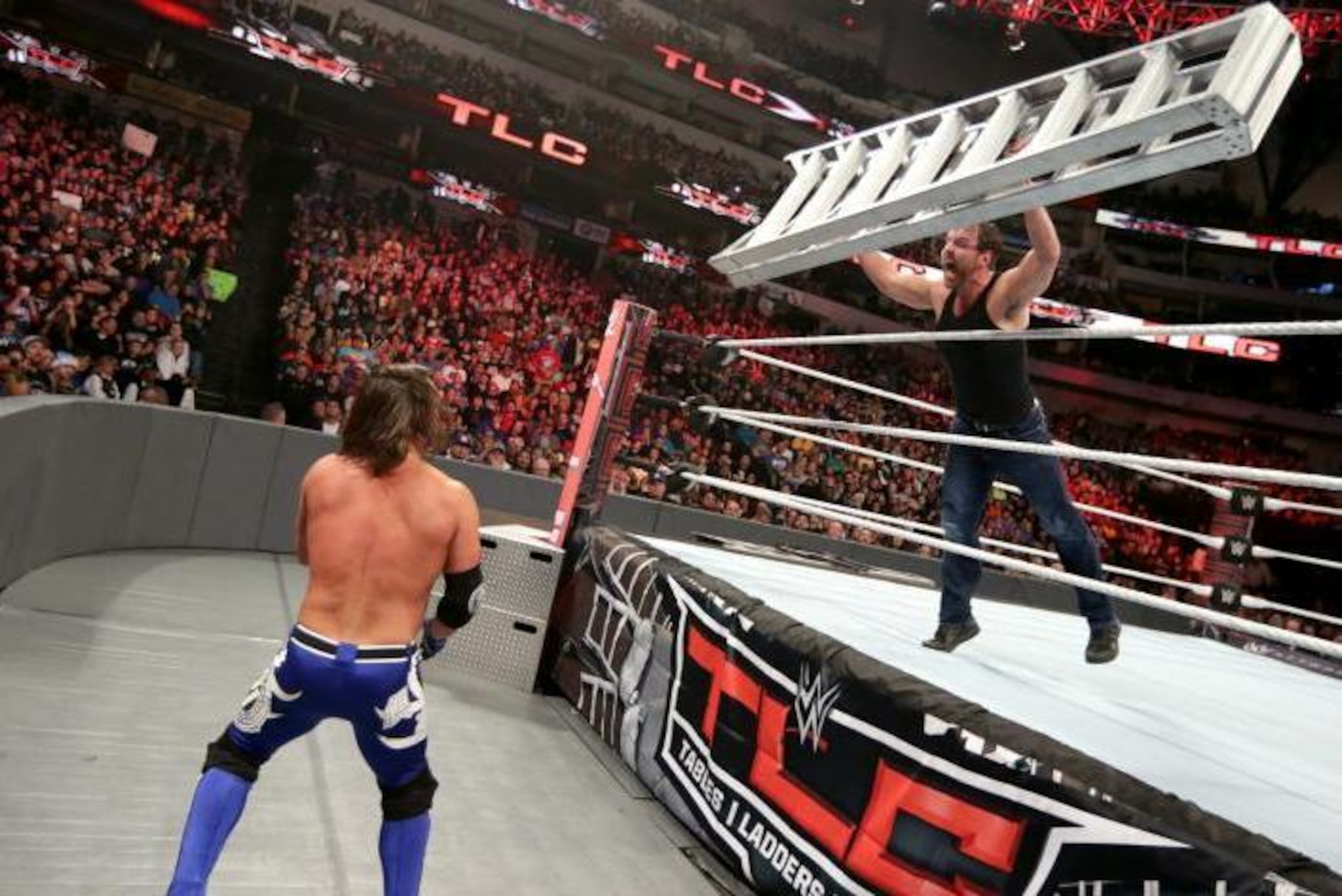AJ Styles and Dean Ambrose engaged in a brutal battle at TLC.