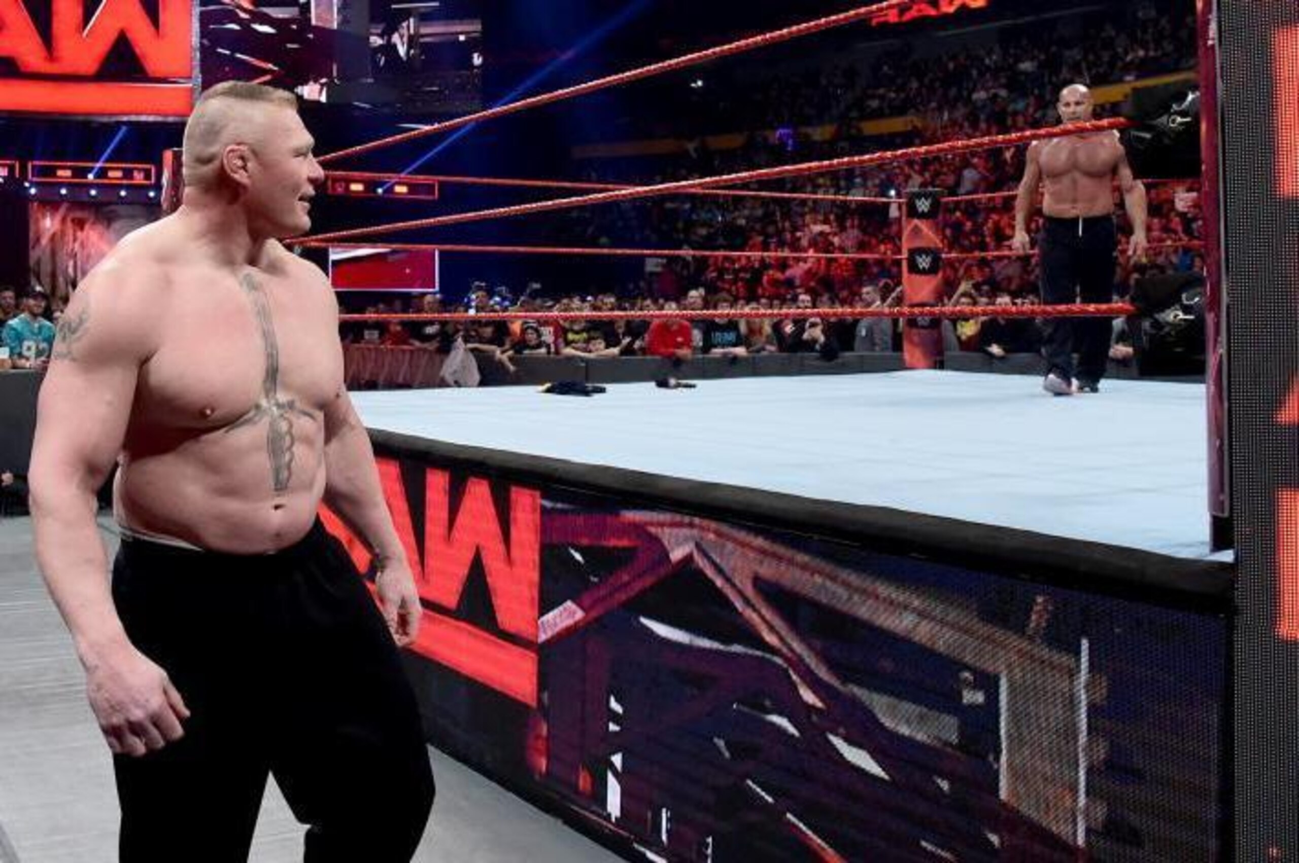 Brock Lesnar and Goldberg set their sights on each other.