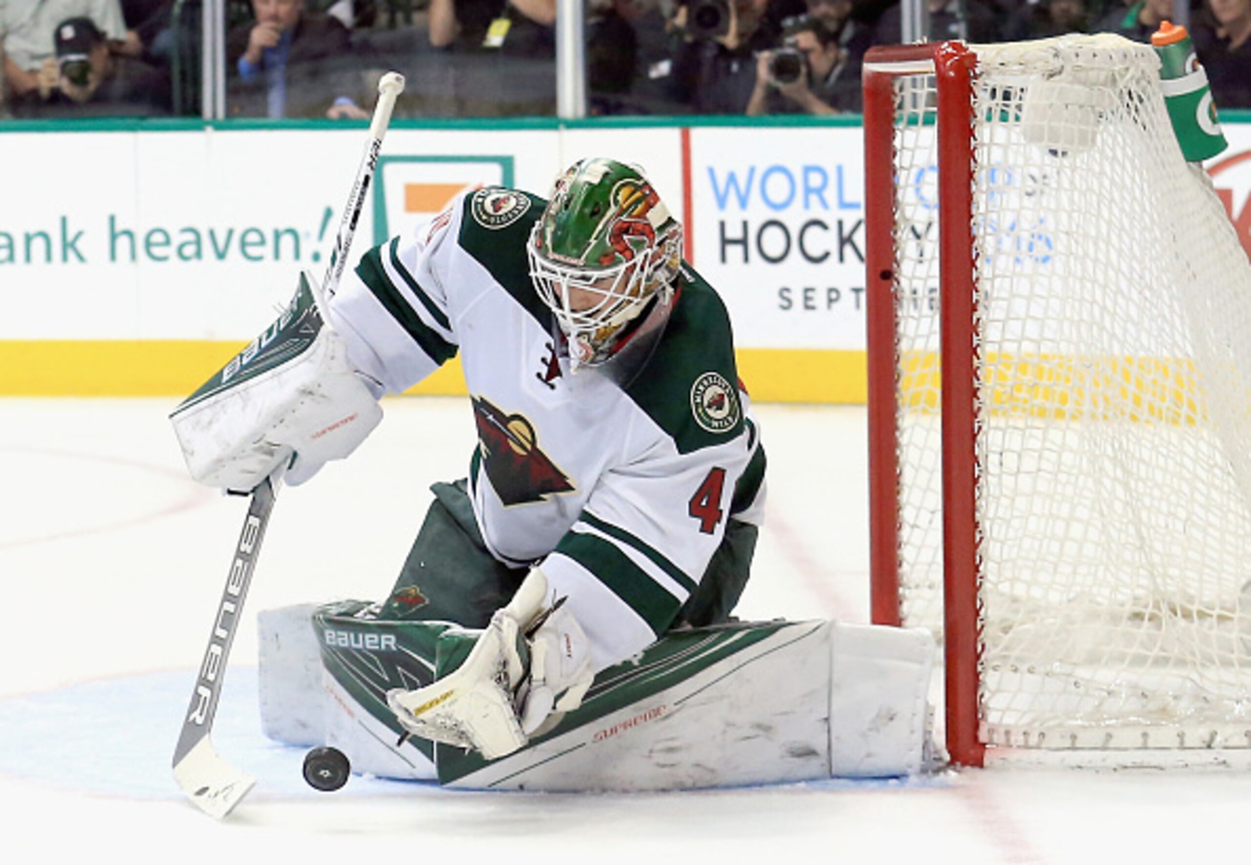 Devan Dubnyk leads the NHL in save percentage and goals against average.