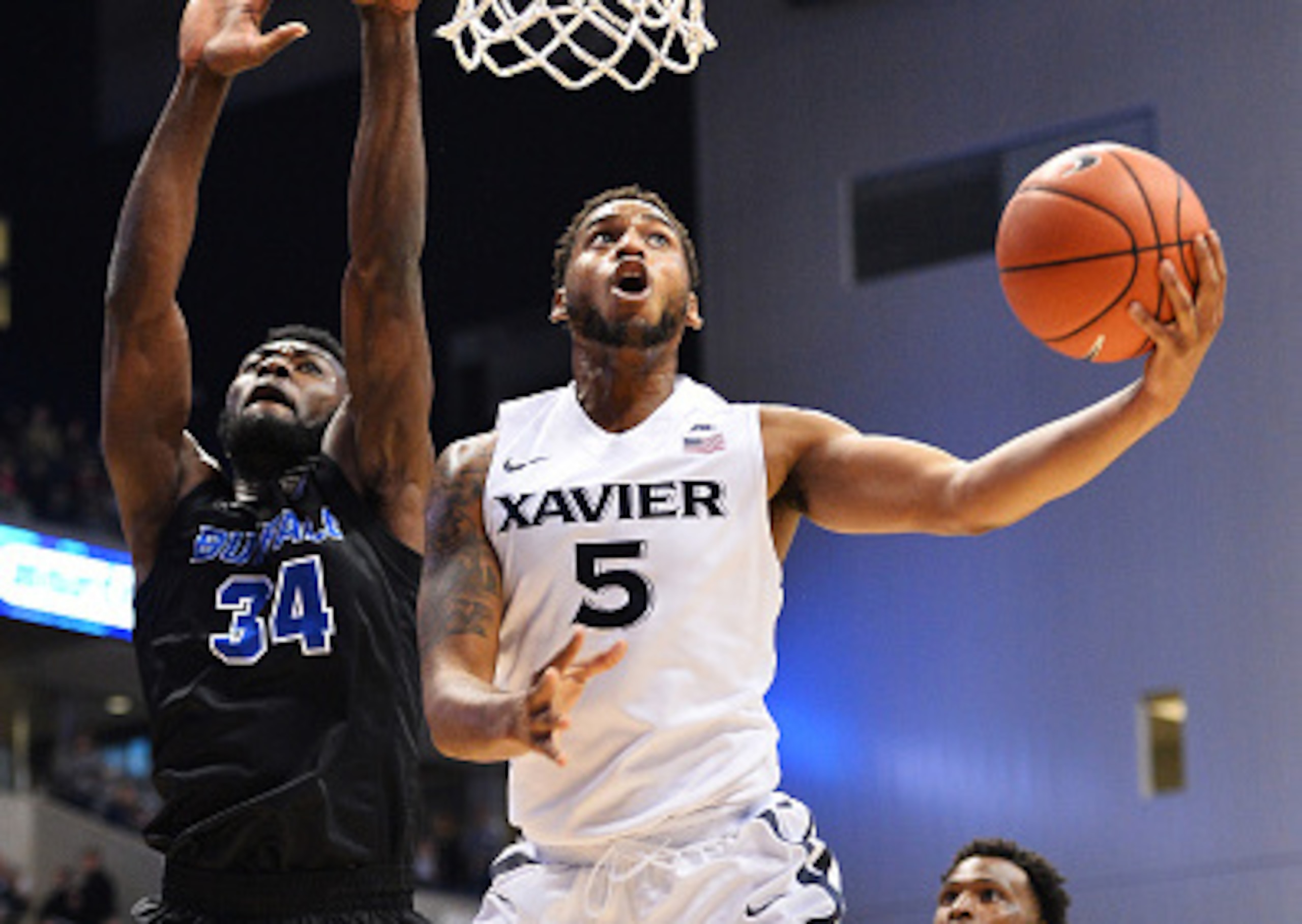 Trevon Bluiett is one of several Musketeers racking up rebounds.