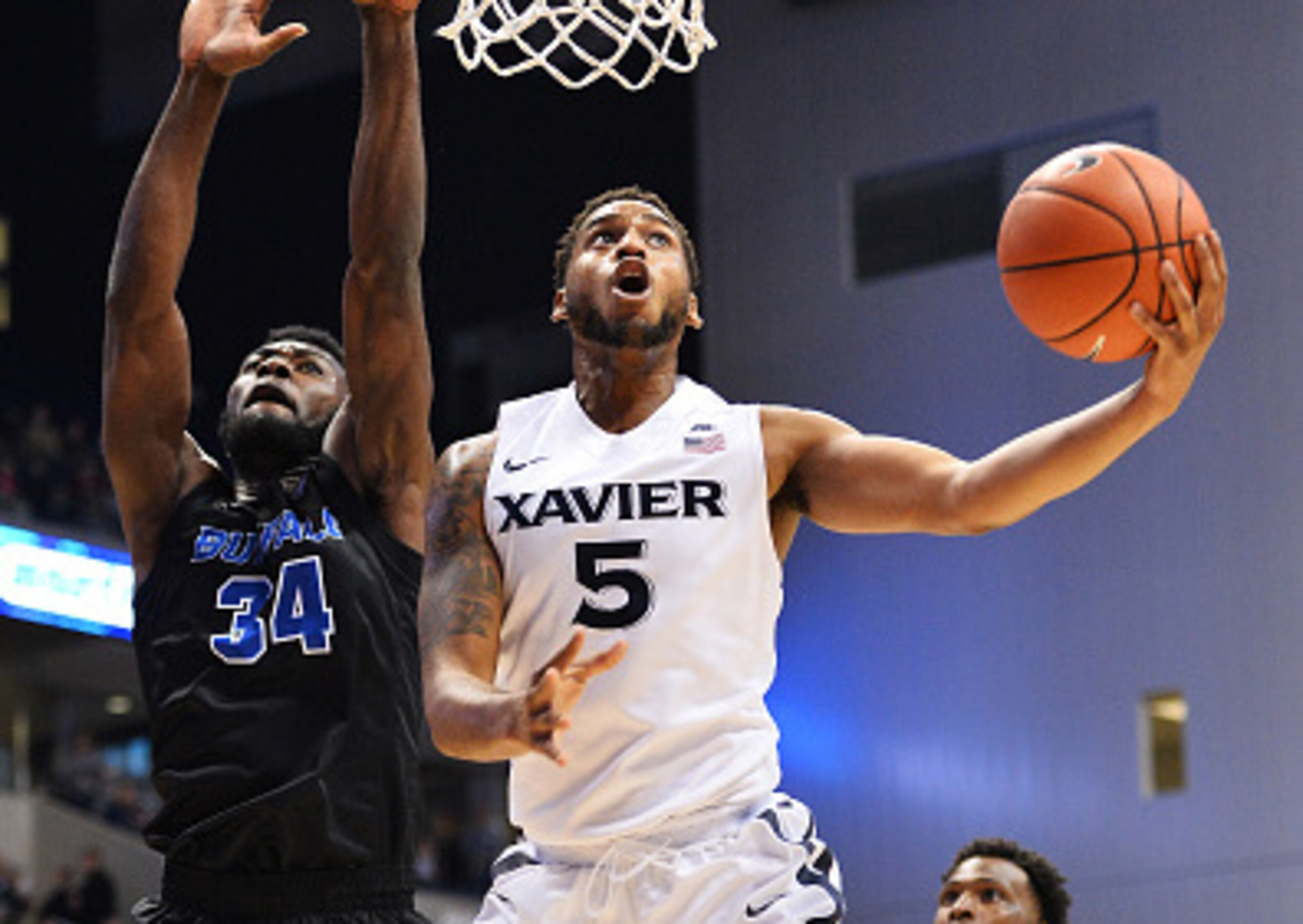 Trevon Bluiett is one of several Musketeers racking up rebounds.