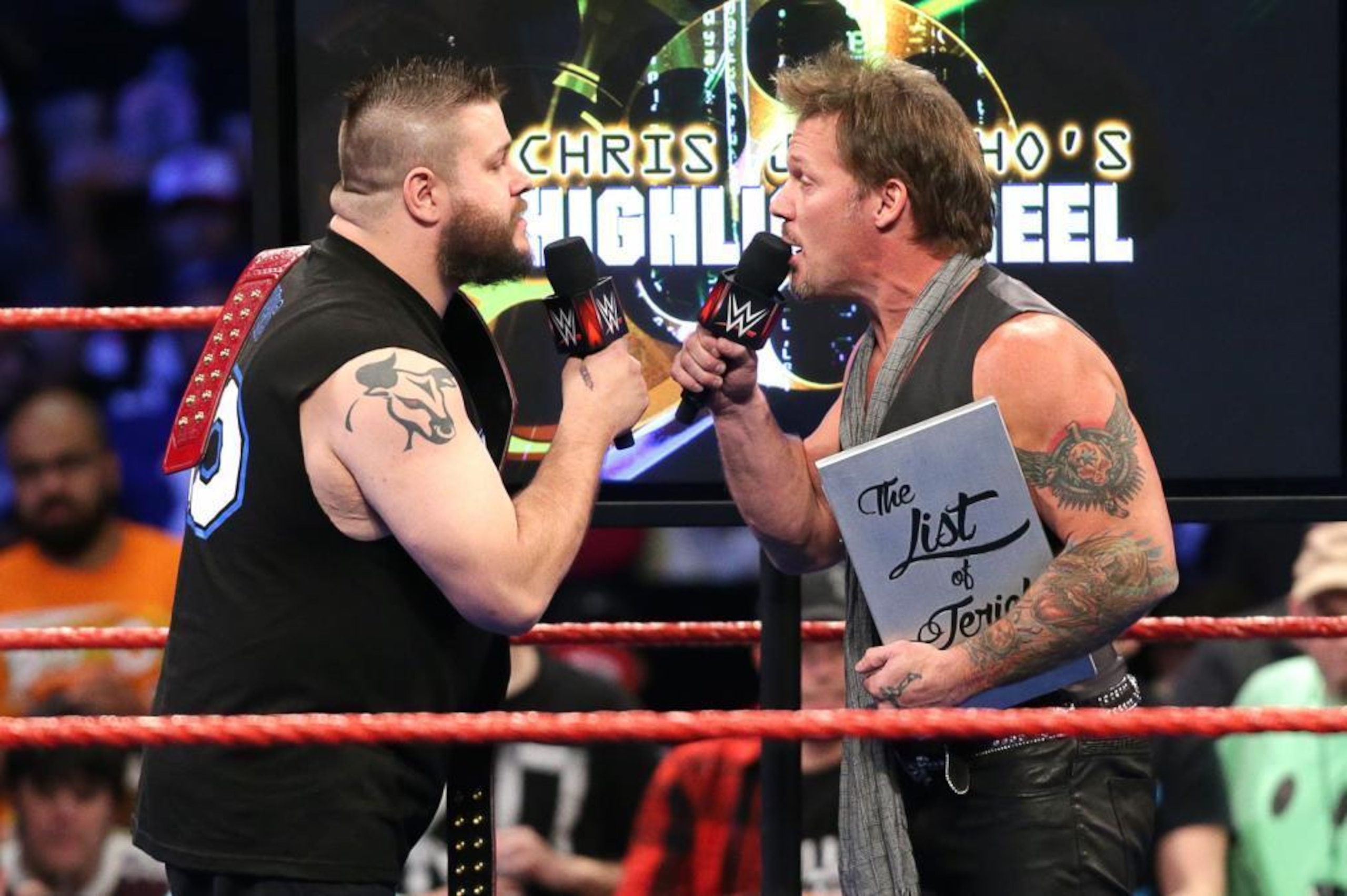 Chris Jericho and Kevin Owens during an episode of The Highlight Reel.