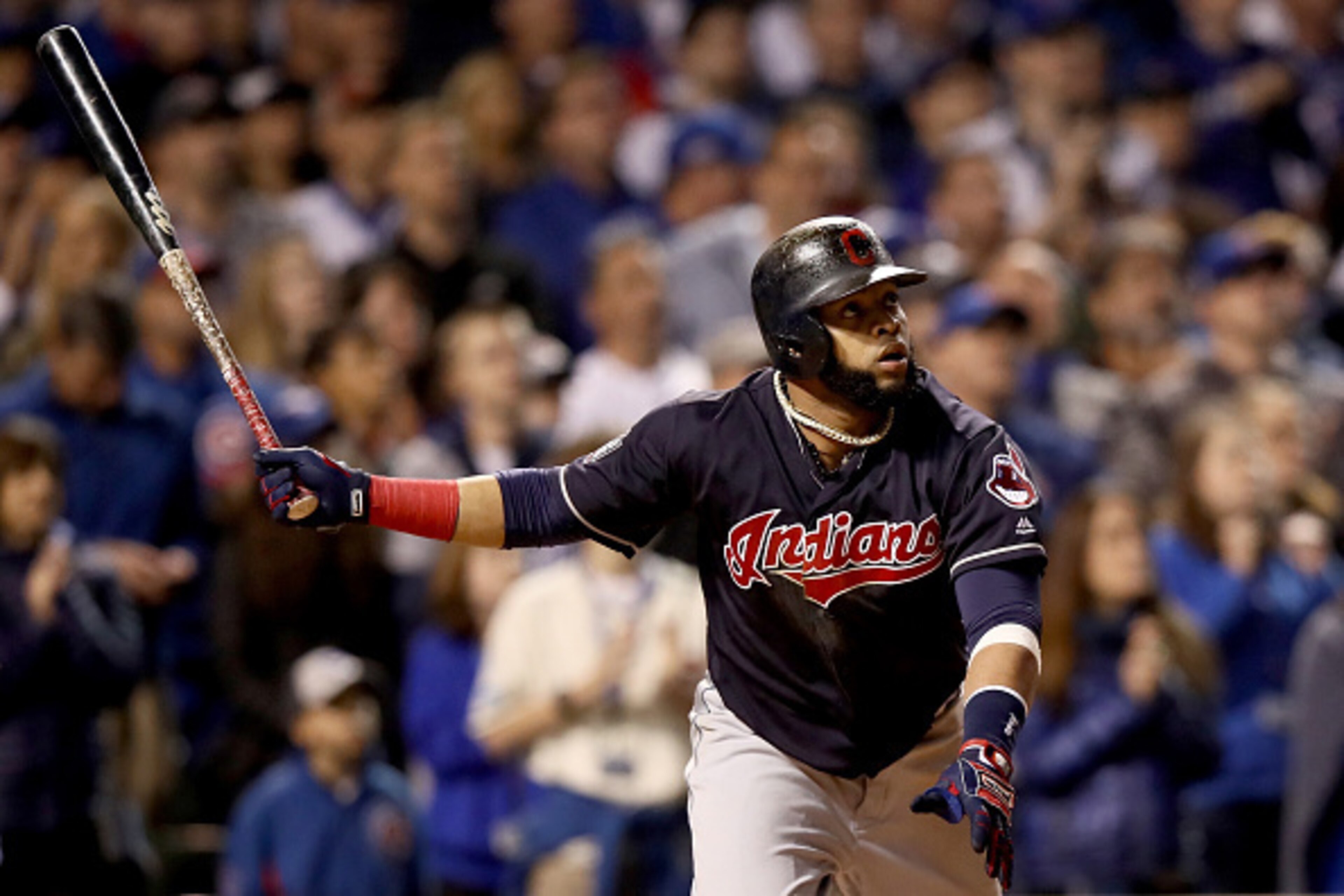 Carlos Santana hit a career-high 34 homers in 2016 and three more in the playoffs.
