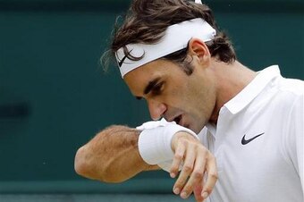 Roger Federer during a match at Wimbledon 2016.