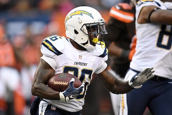 CLEVELAND, OH - DECEMBER 24:  Ronnie Hillman #36 of the San Diego Chargers rushes in the second half against the Cleveland Browns at FirstEnergy Stadium on December 24, 2016 in Cleveland, Ohio. (Photo by Jason Miller/Getty Images)