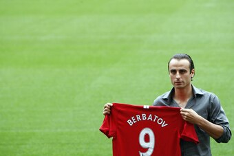Berbatov at his Old Trafford unveiling.