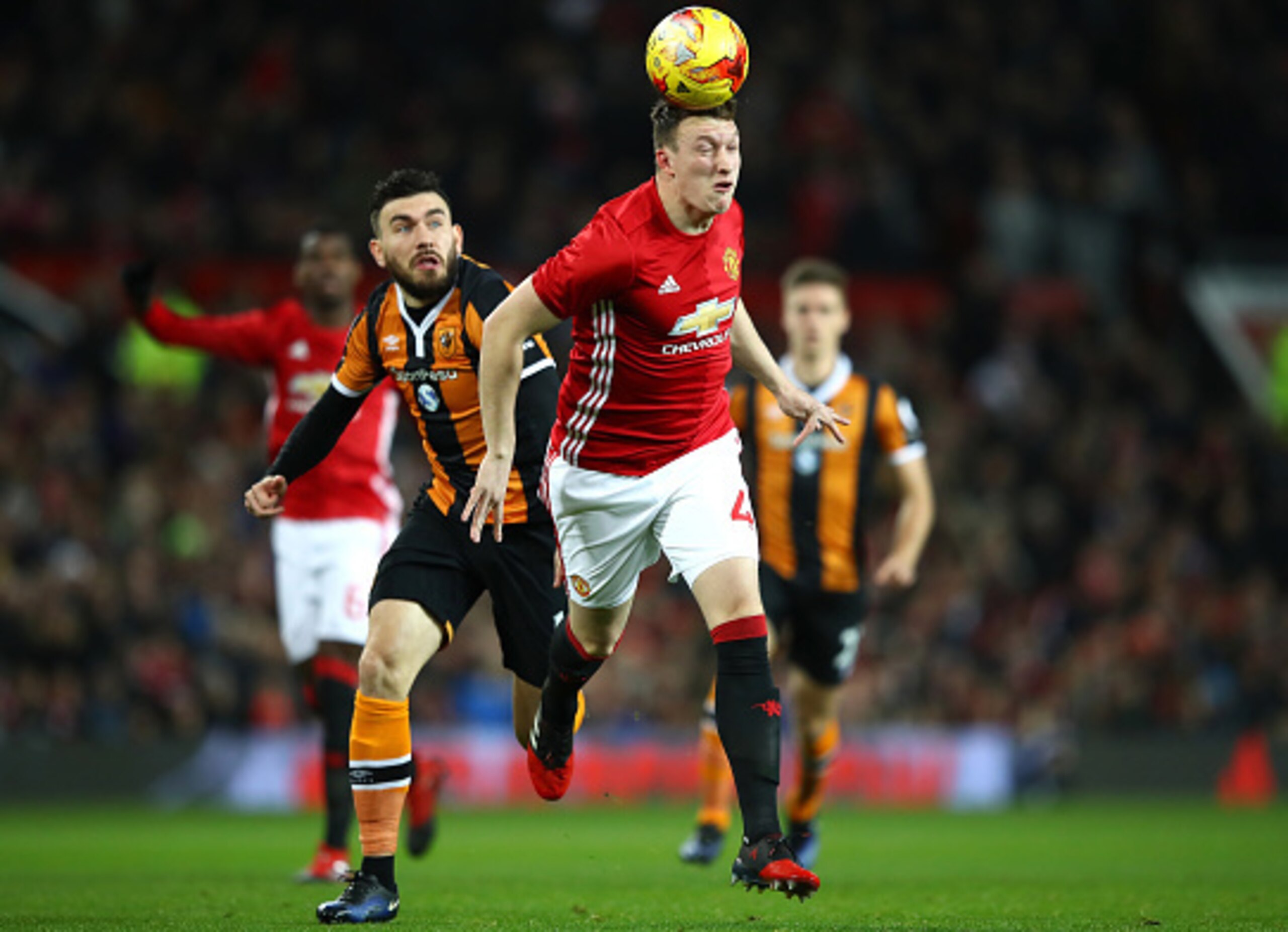 Phil Jones' facial expressions confirm the man is giving 100 per cent to the cause.