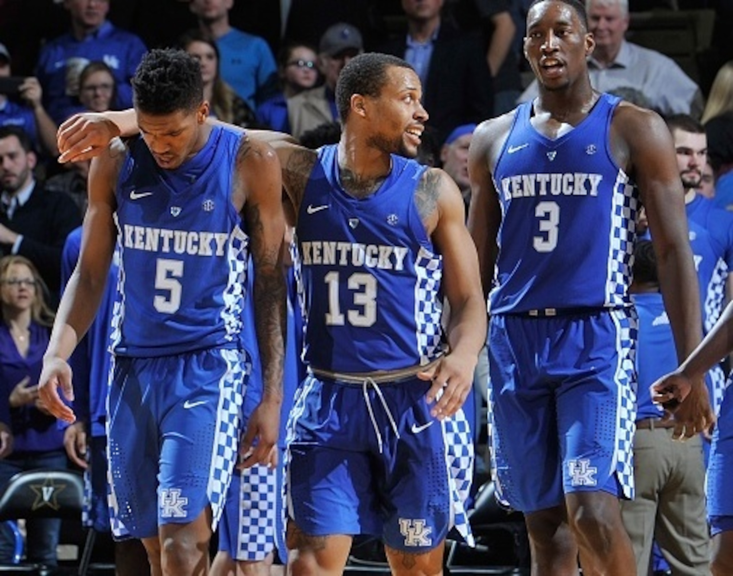 (l-r) Malik Monk, Isaiah Briscoe, Edrice Adebayo