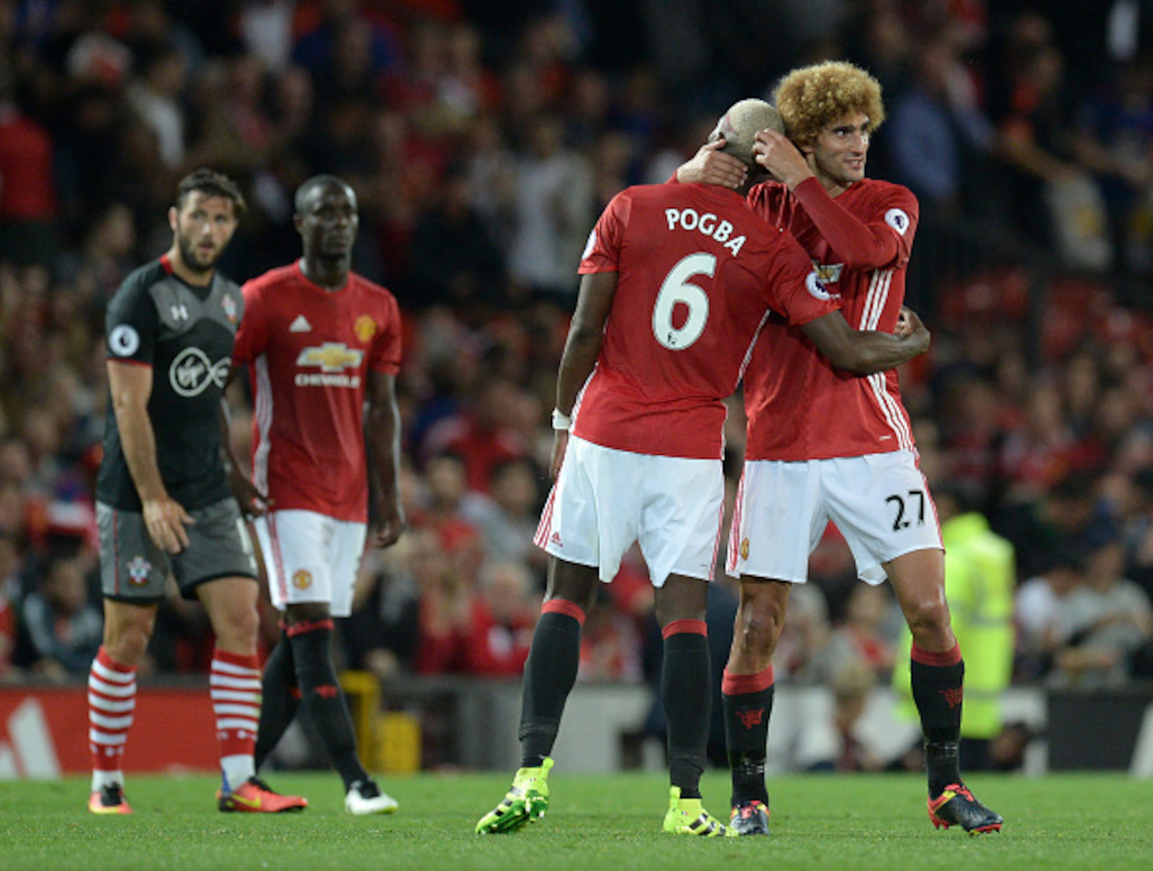 Pogba and Fellaini held the midfield berths in Mourinho's first 4-2-3-1.