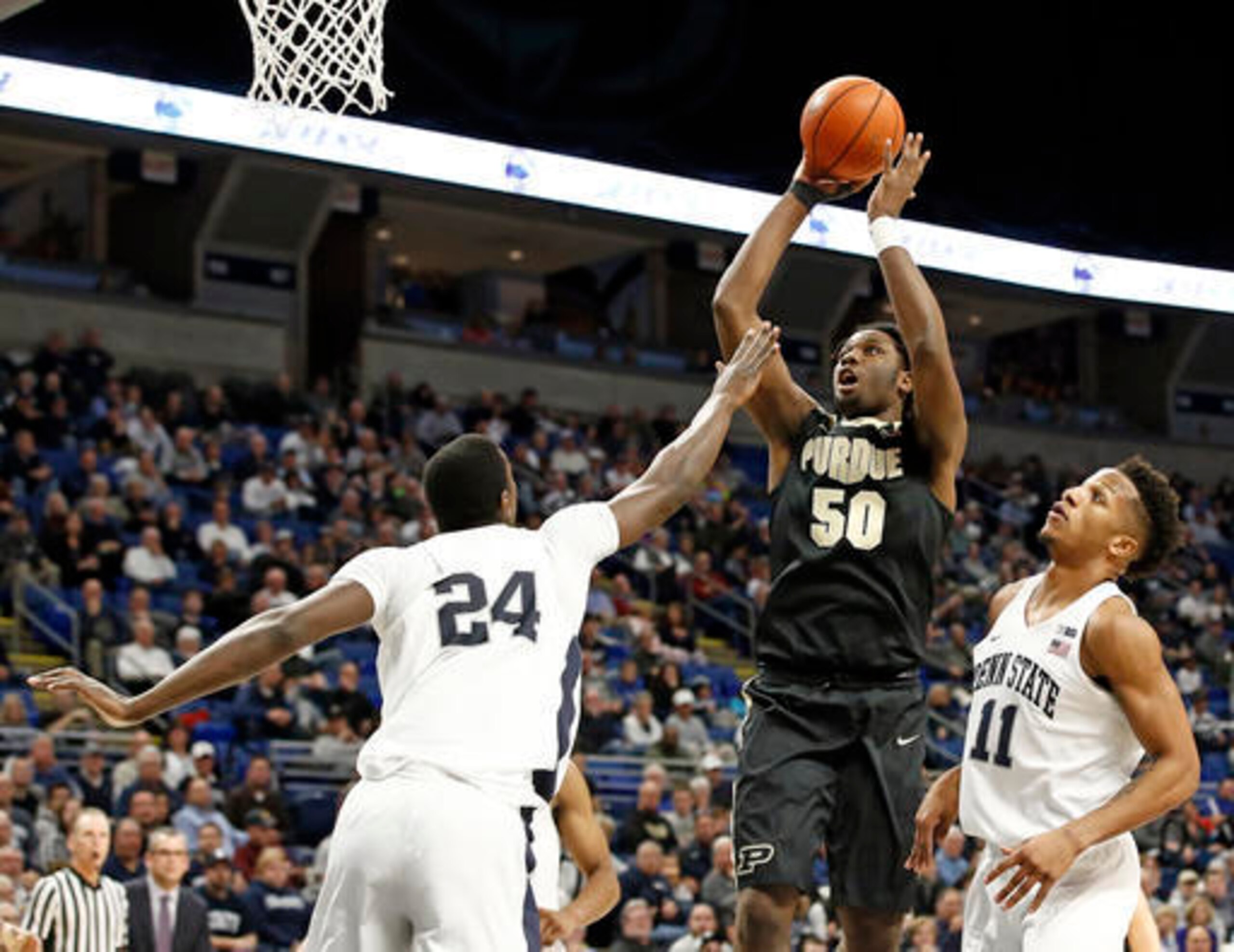 Caleb Swanigan of Purdue takes a shot.