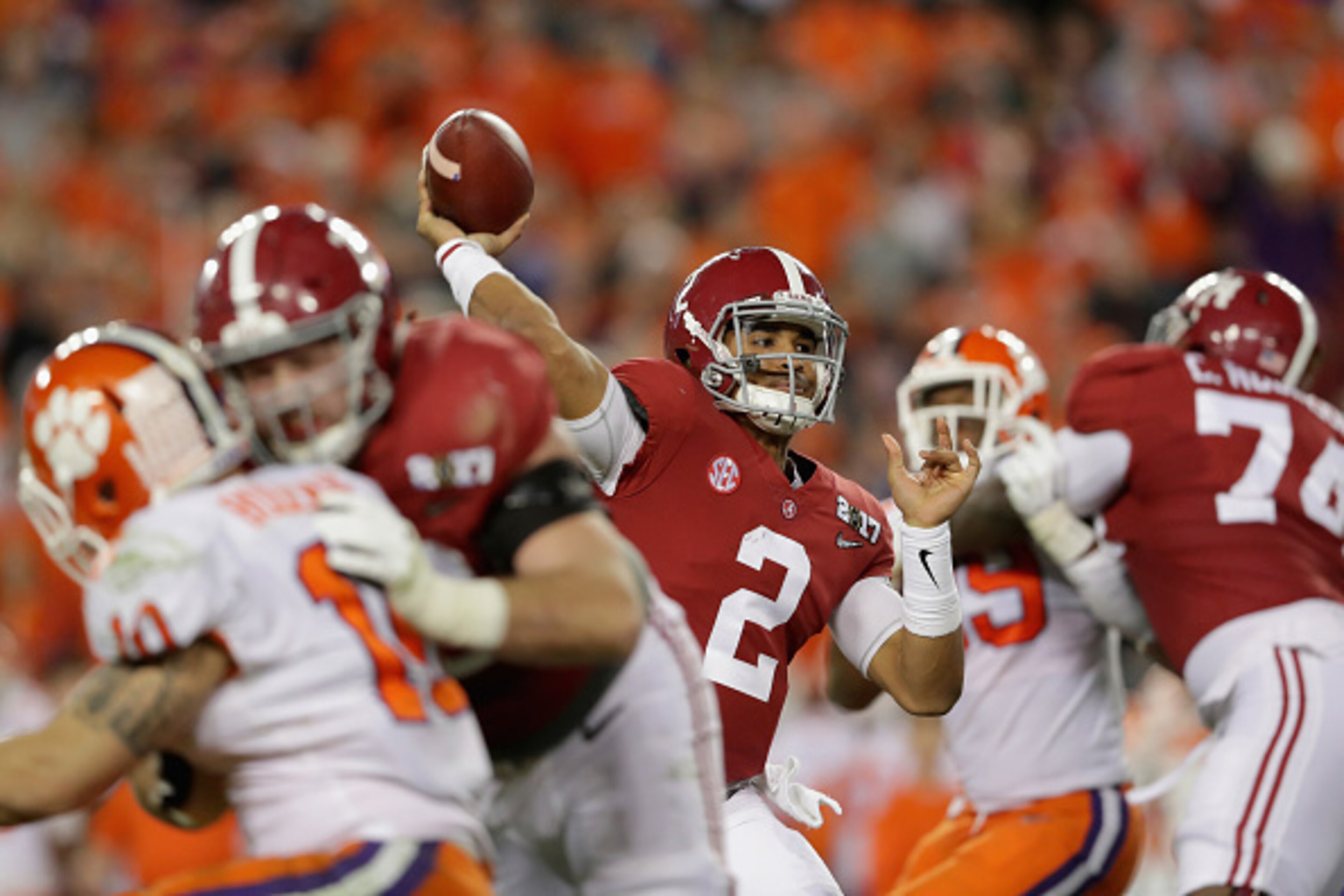 Jalen Hurts hopes to build on a strong 2016 season as a sophomore. Jalen Hurts hopes to build on a strong 2016 season as a sophomore.