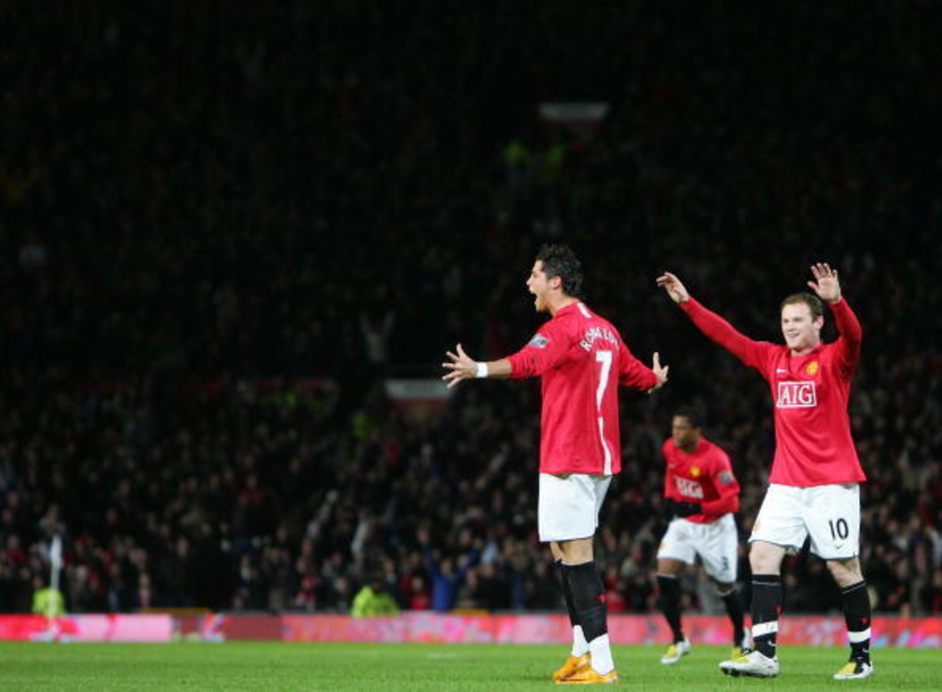 Ronaldo celebrates his incredible free-kick against Portsmouth.