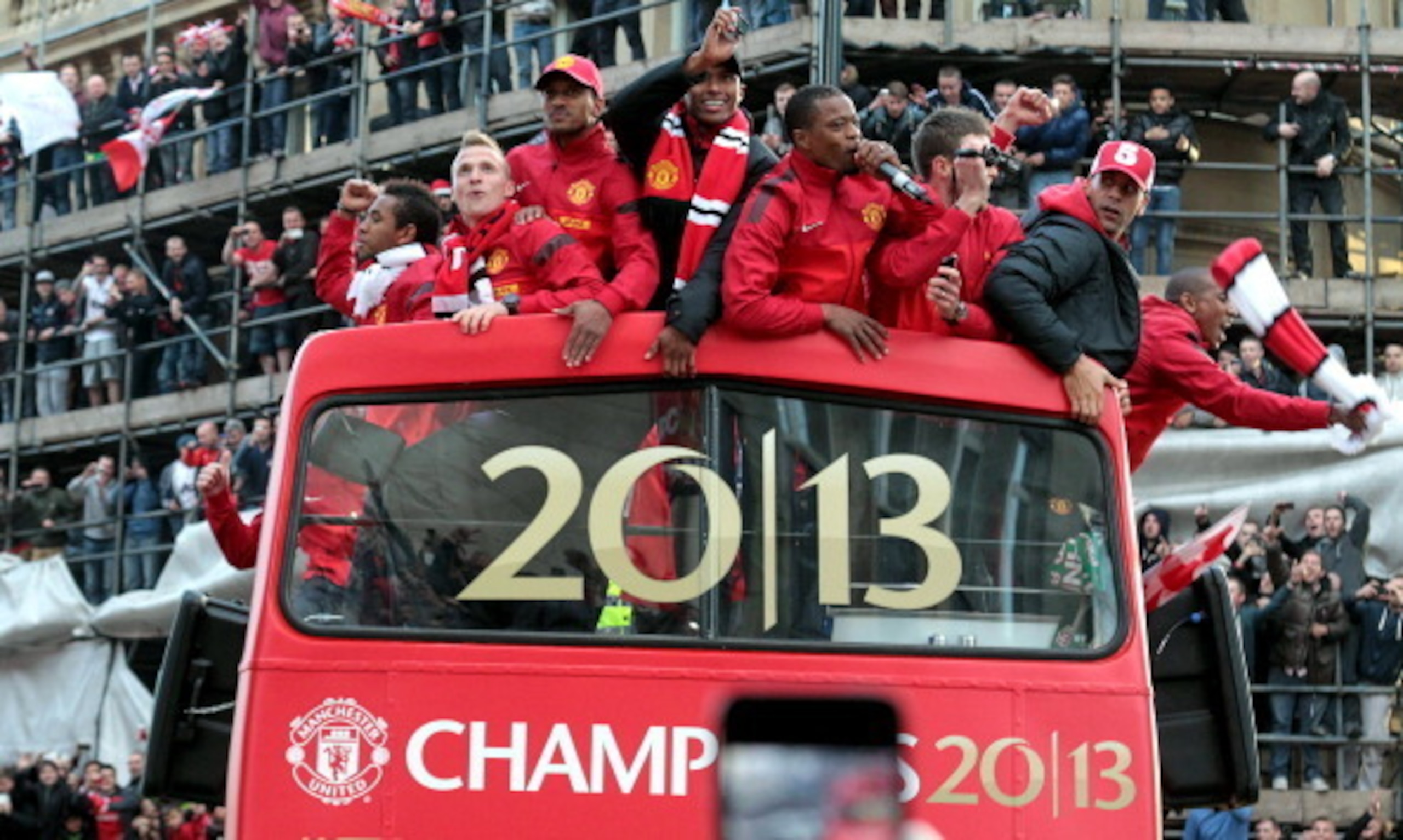United celebrate their 20th league title, the last of Sir Alex Ferguson's 13. United celebrate their 20th league title, the last of Sir Alex Ferguson's 13.