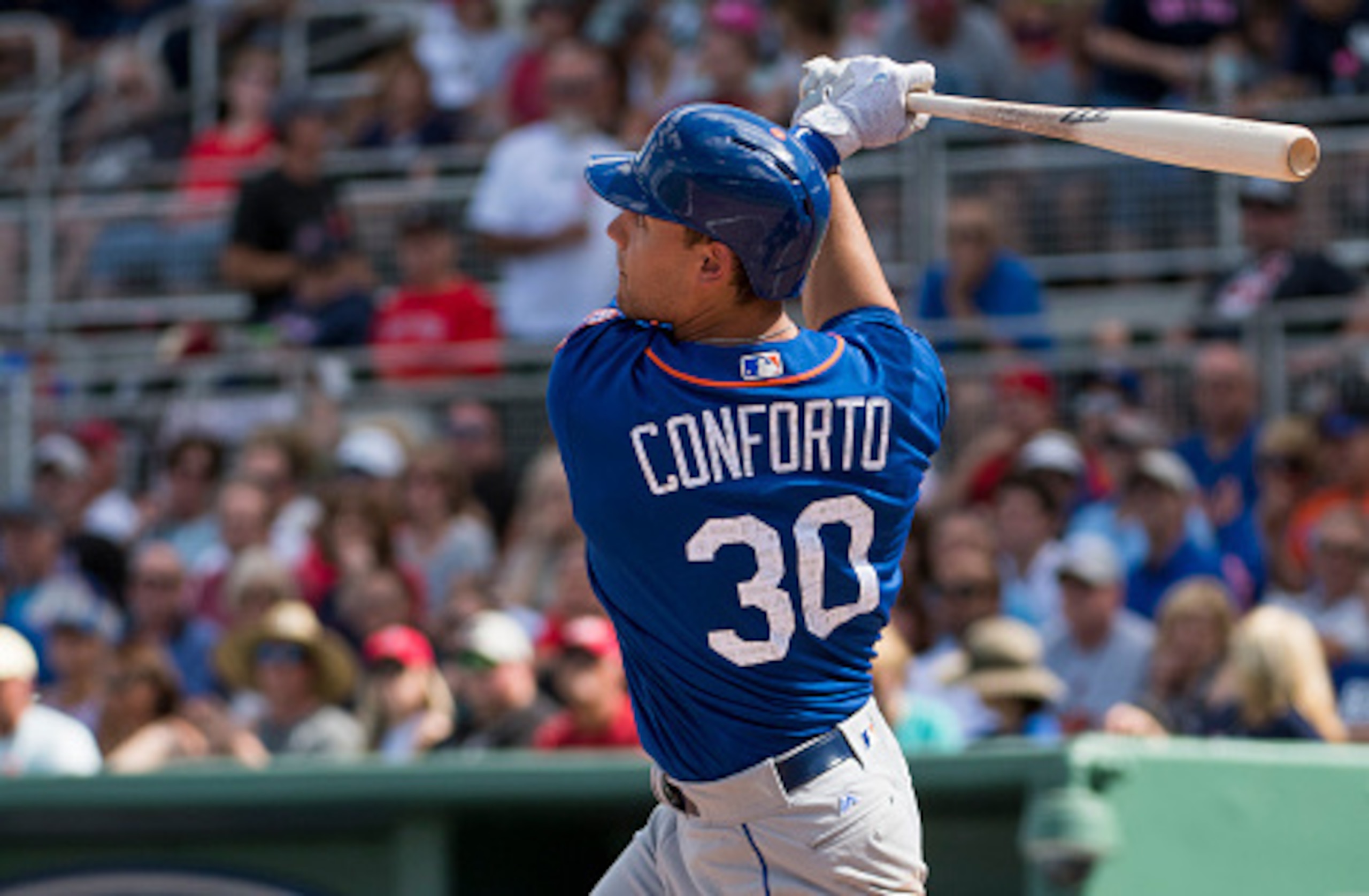 Michael Conforto is trying to hit his way into the Mets lineup. Michael Conforto is trying to hit his way into the Mets lineup.