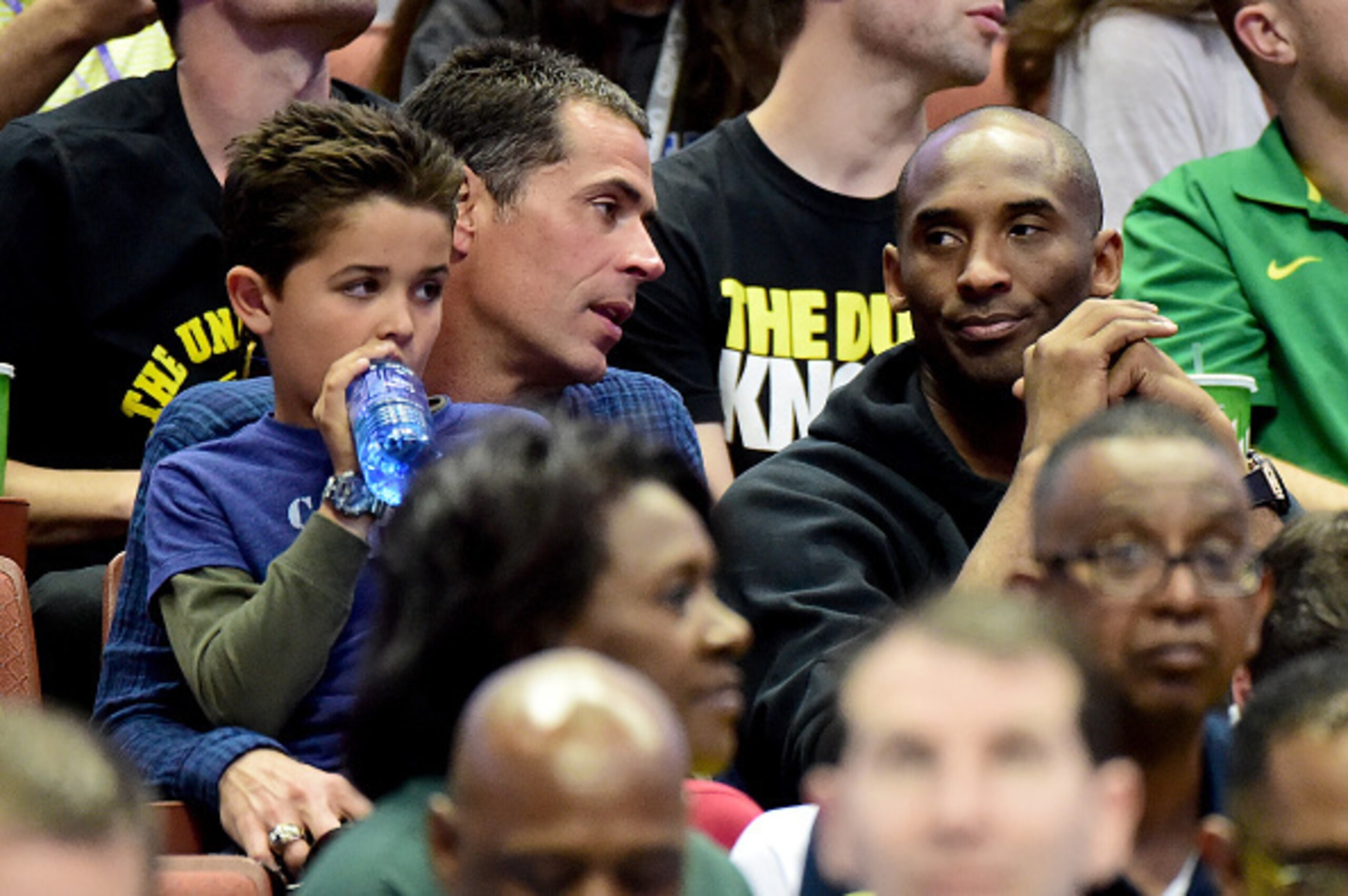Would bringing Kobe Bryant back (shown here with Rob Pelinka) in a player relations role be overkill?