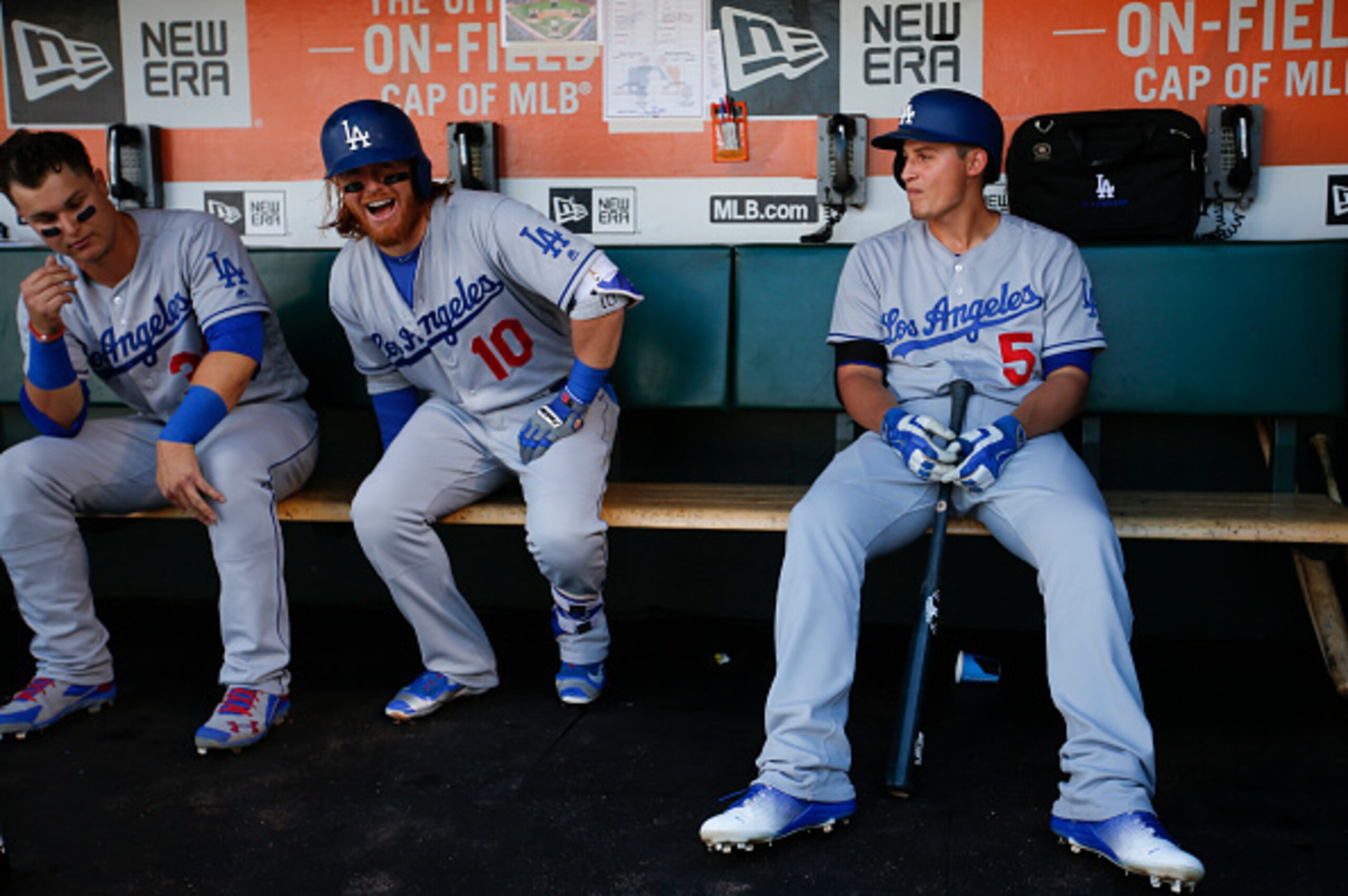 Joc Pederson, Justin Tuner and Corey Seager /