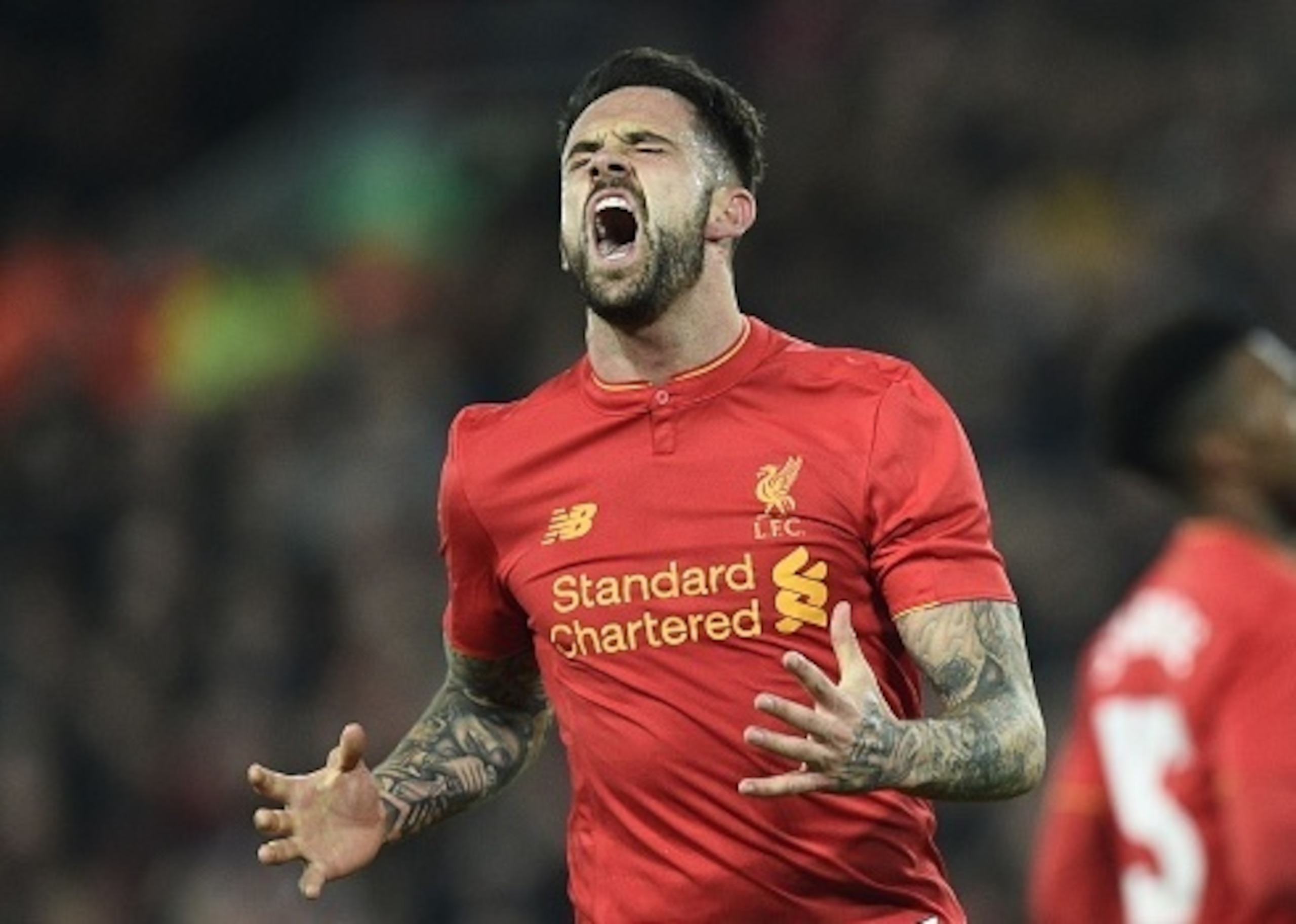 Liverpool's English striker Danny Ings reacts to missing a chance during the EFL (English Football League) Cup fourth round match between Liverpool and Tottenham Hotspur at Anfield in Liverpool north west England on October 25, 2016. / AFP / Oli SCARFF / 