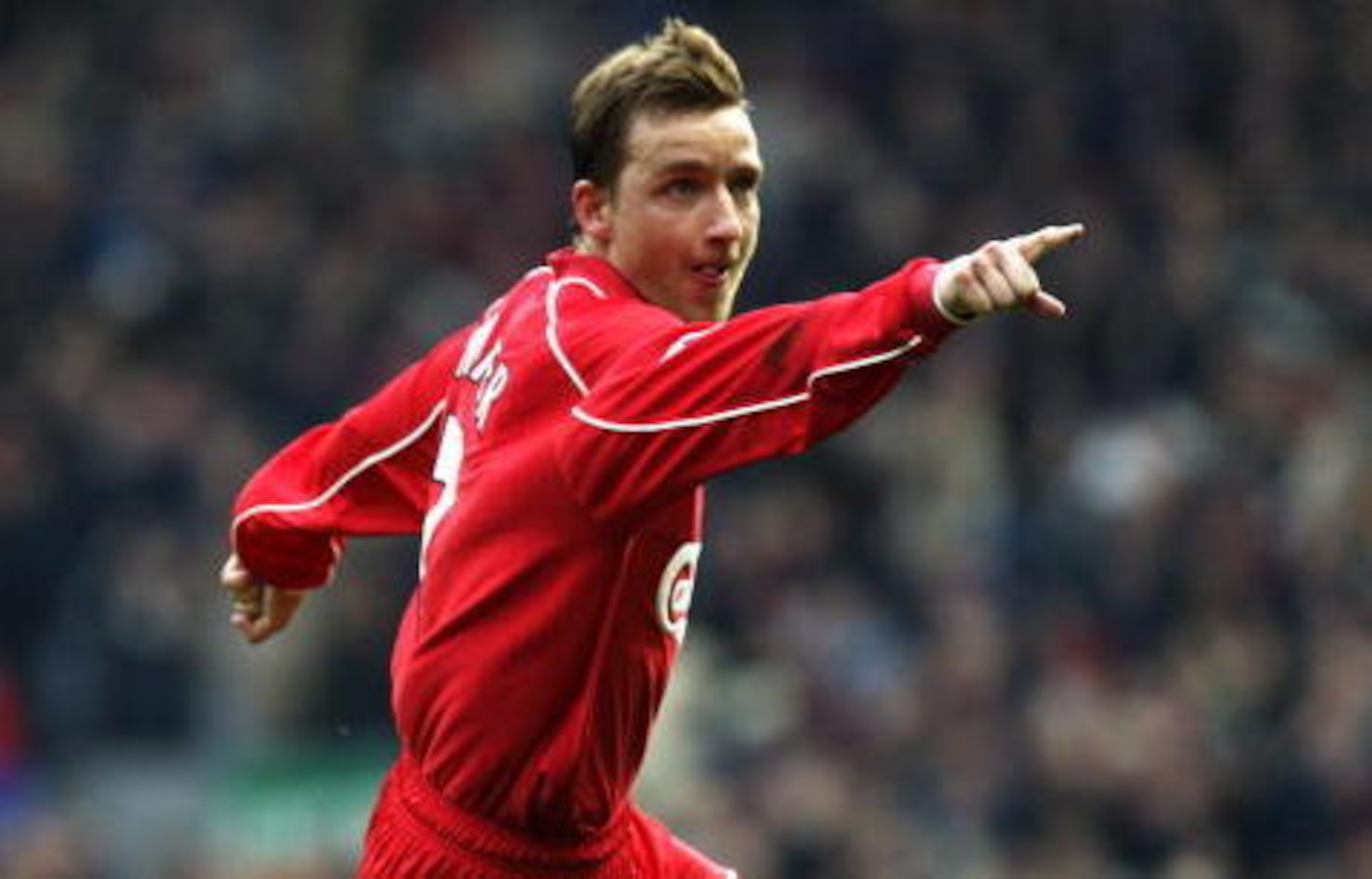 24 Mar 2002:  Vladimir Smicer of Liverpool celebrates scoring the winning goal as his team somehow take all three points with this last minute winner during the FA Barclaycard Premiership match between Liverpool and Chelsea played at Anfield, in Liverpool