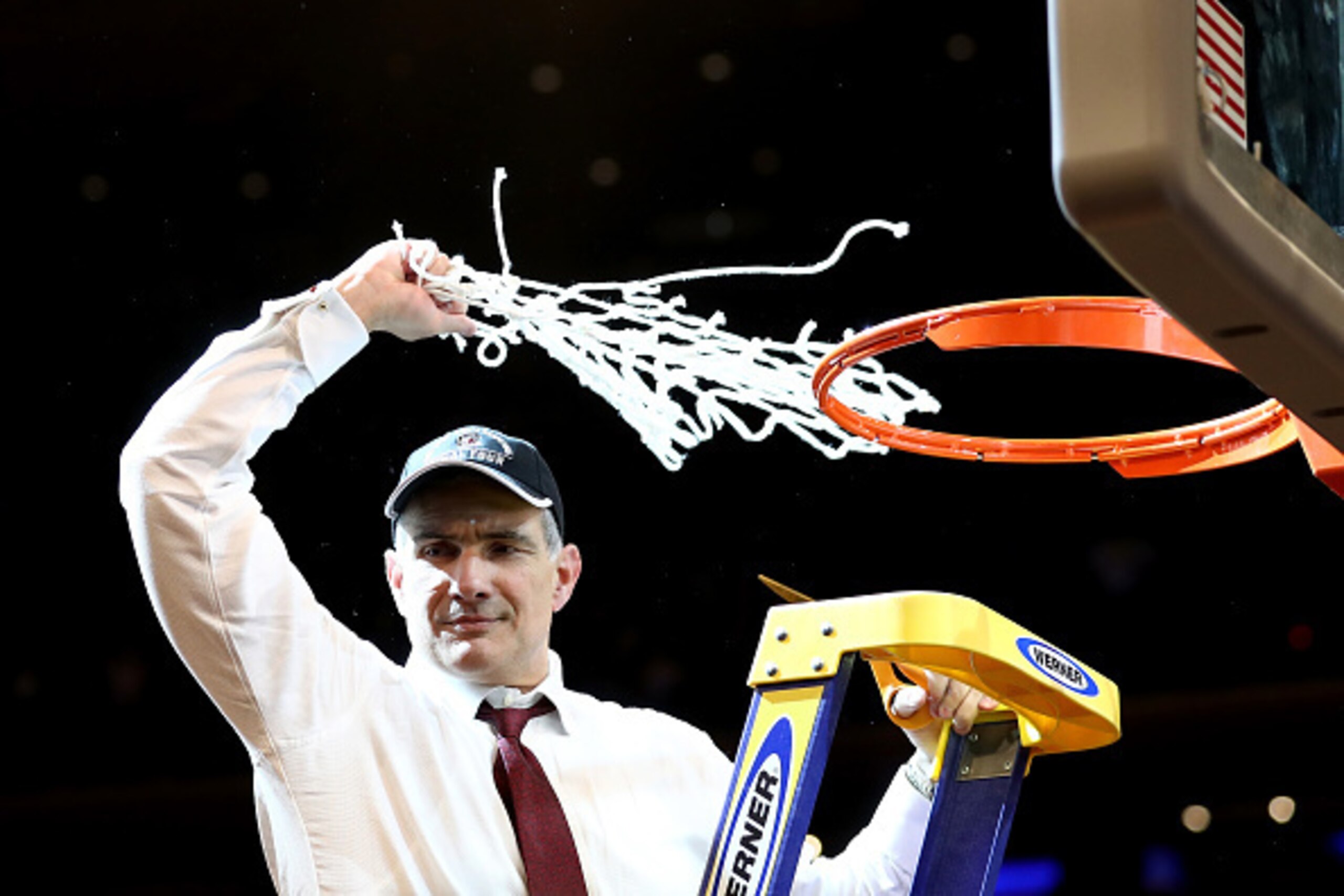 Frank Martin got to experience the joy of cutting down a net.