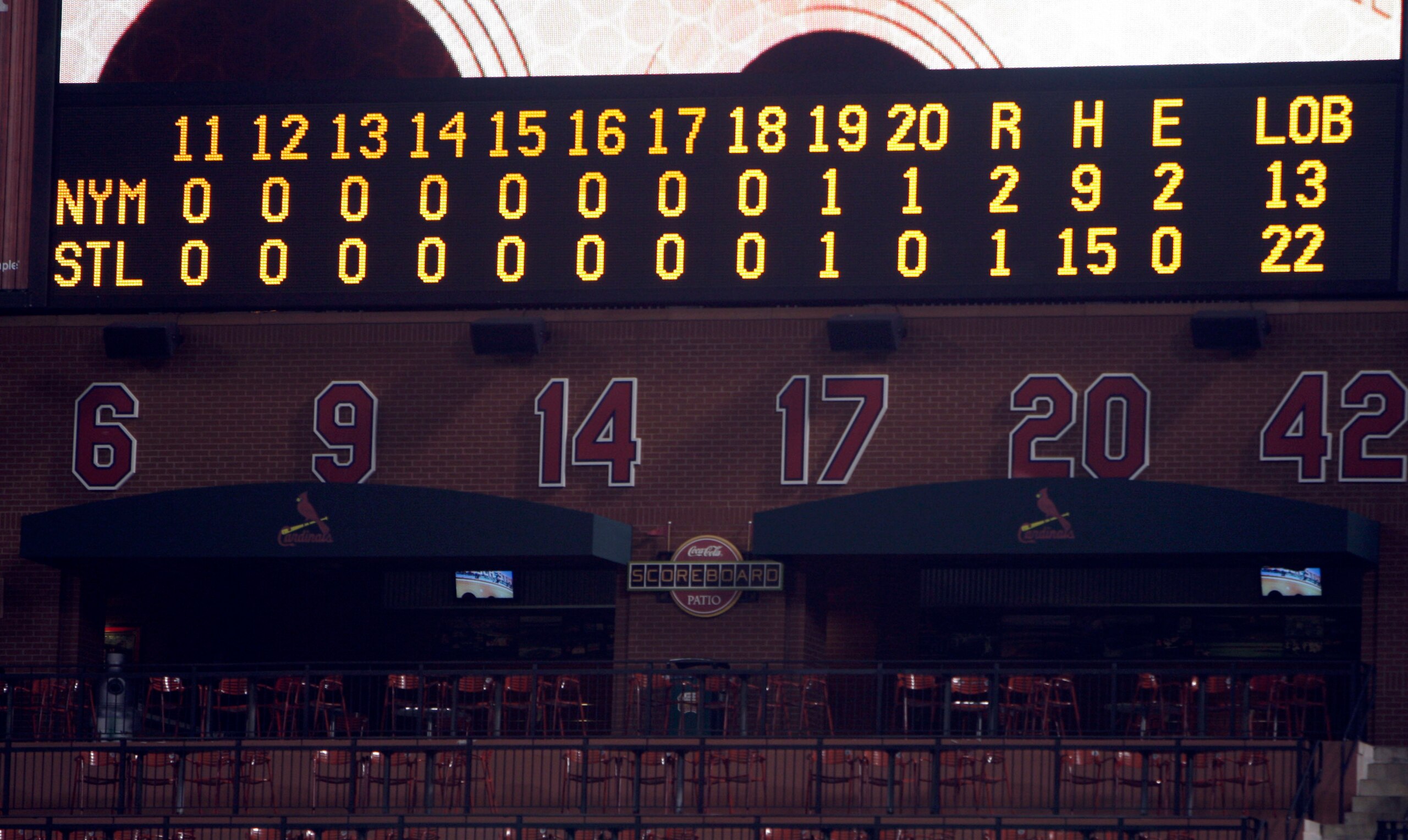 The Mets and Cardinals went scoreless for 18 innings on April 17, 2010.