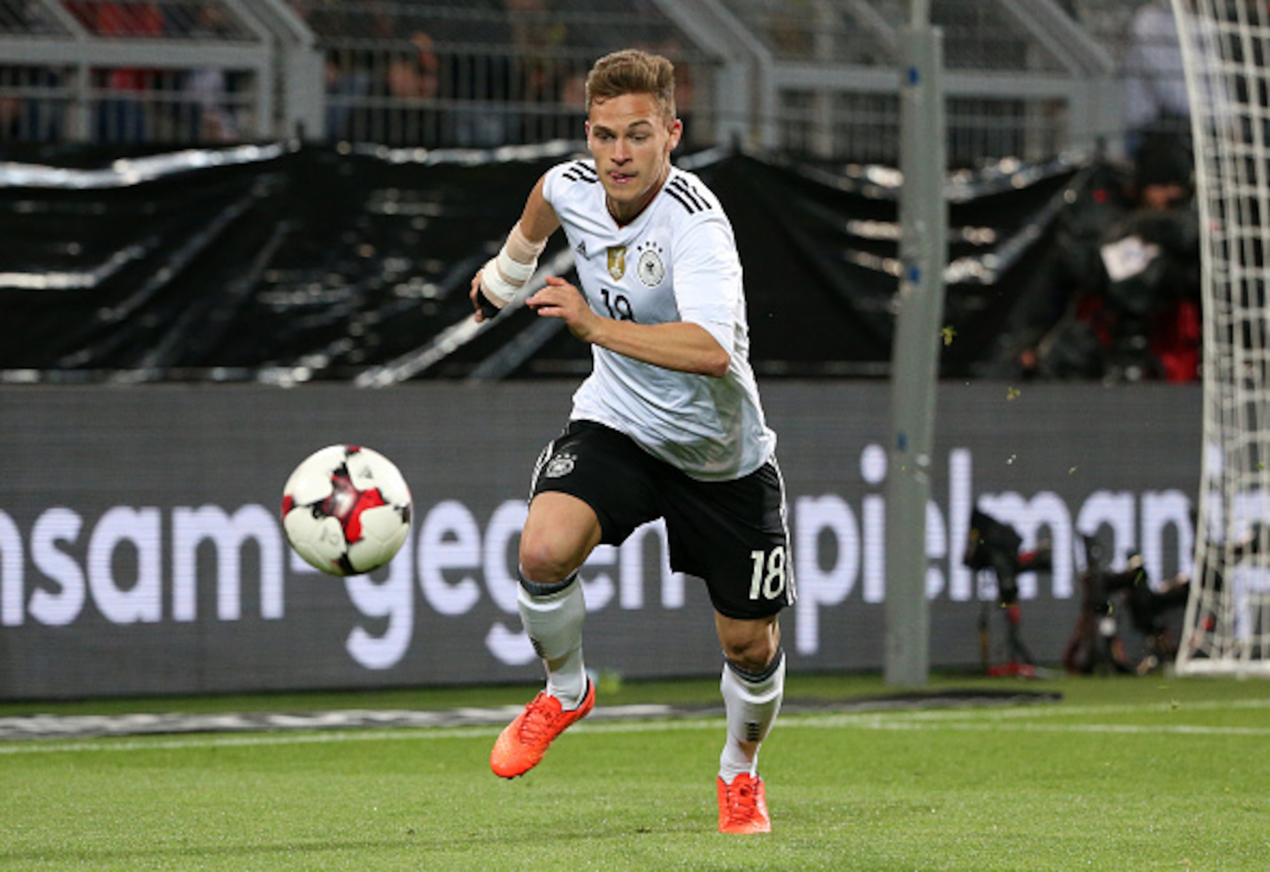DORTMUND, GERMANY - MARCH 22: Joshua Kimmich of Germany in action during the international friendly match between Germany and England at Signal Iduna Park on March 22, 2017 in Dortmund, Germany. (Photo by Jean Catuffe/Getty Images)