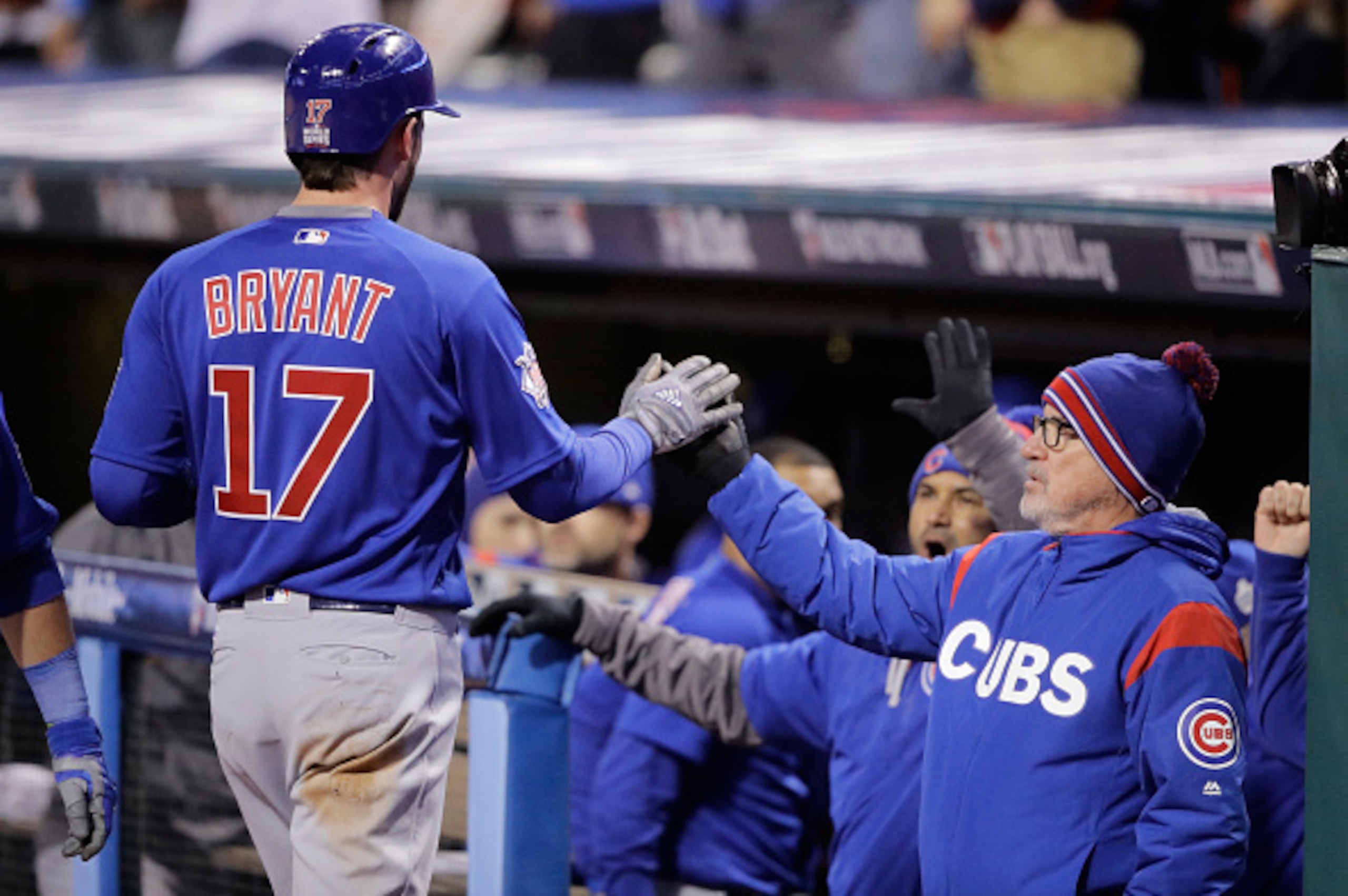 Bryant and manager Joe Maddon.