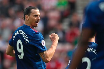 Ibrahimovic celebrates another United goal.