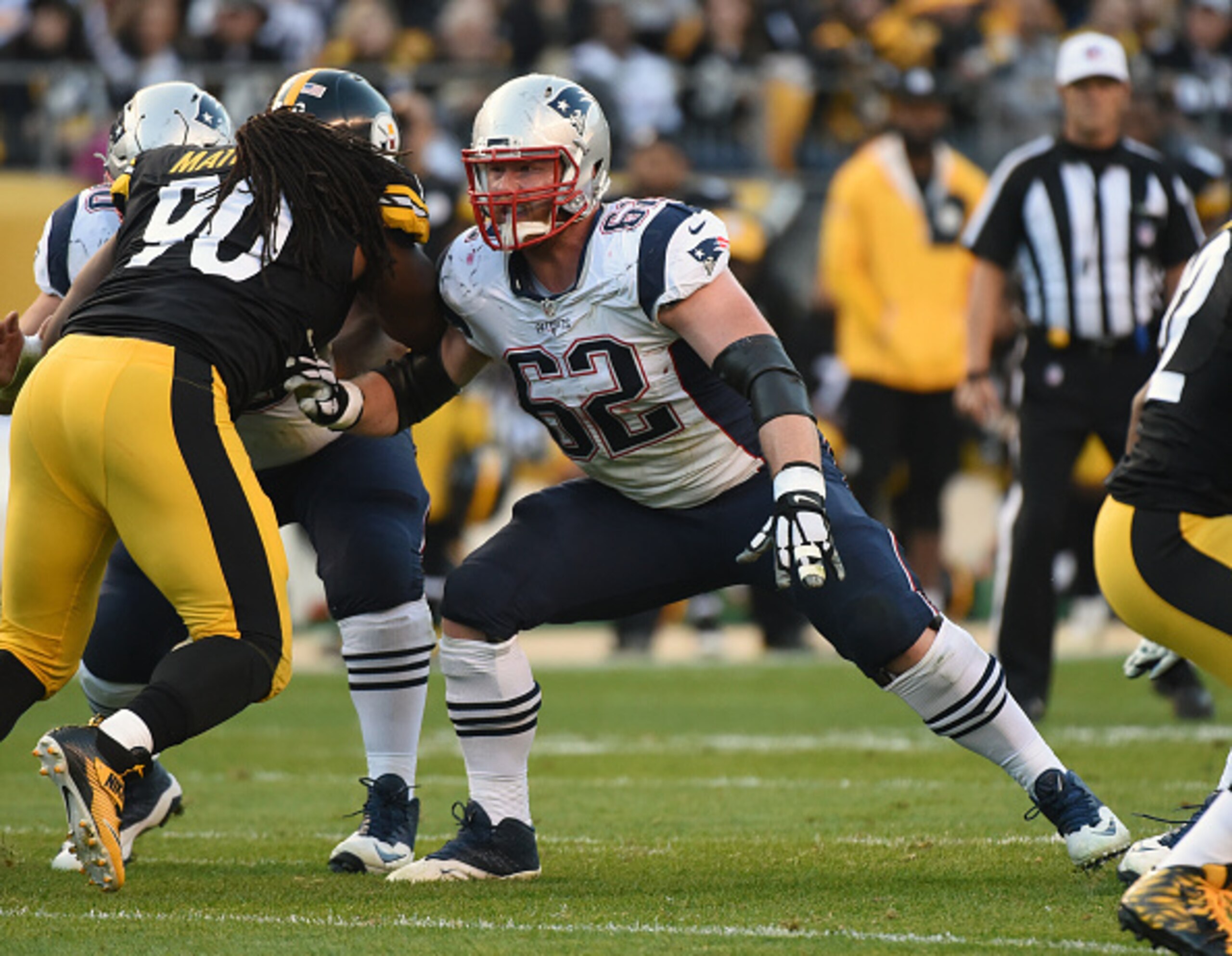 Guard Joe Thuney should have a chance to improve in Year 2, assuming the Patriots give it to him.