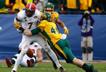 Nick DeLuca (49) is hoping to join former teammate Carson Wentz in the NFL.