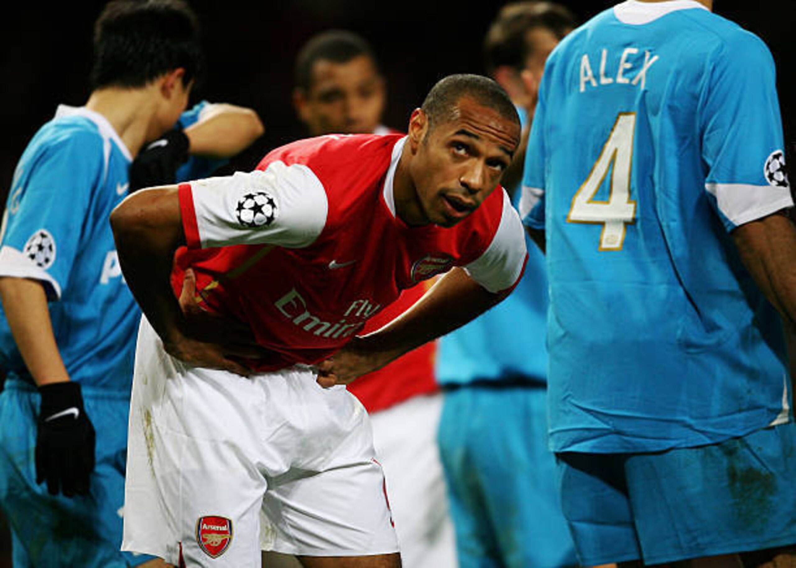Thierry Henry and Arsenal went out of the Champions League to PSV. Thierry Henry and Arsenal went out of the Champions League to PSV.