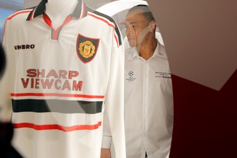 United's 1997-99 away kit on display.