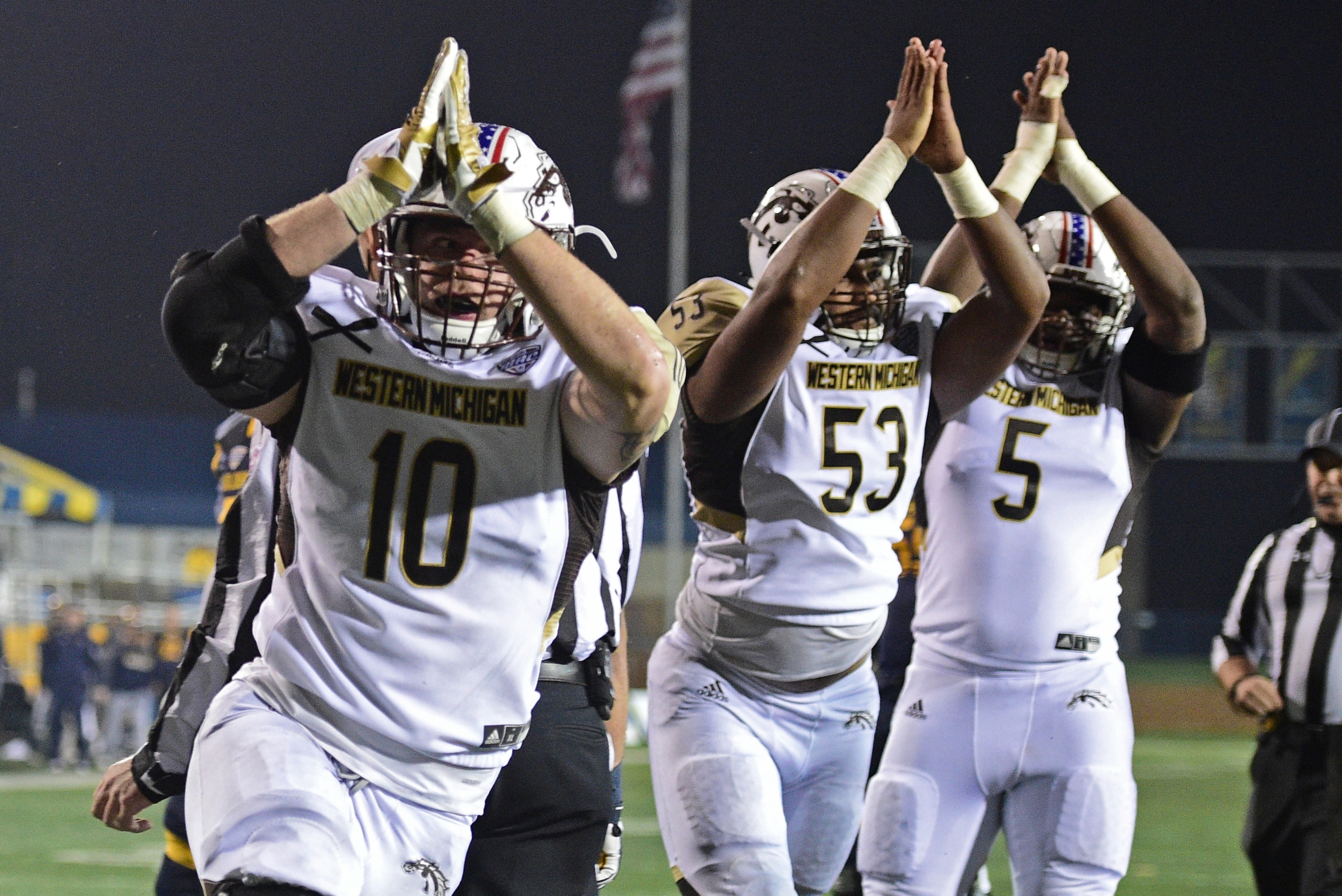 Western Michigan celebrates a safety against Kent State.