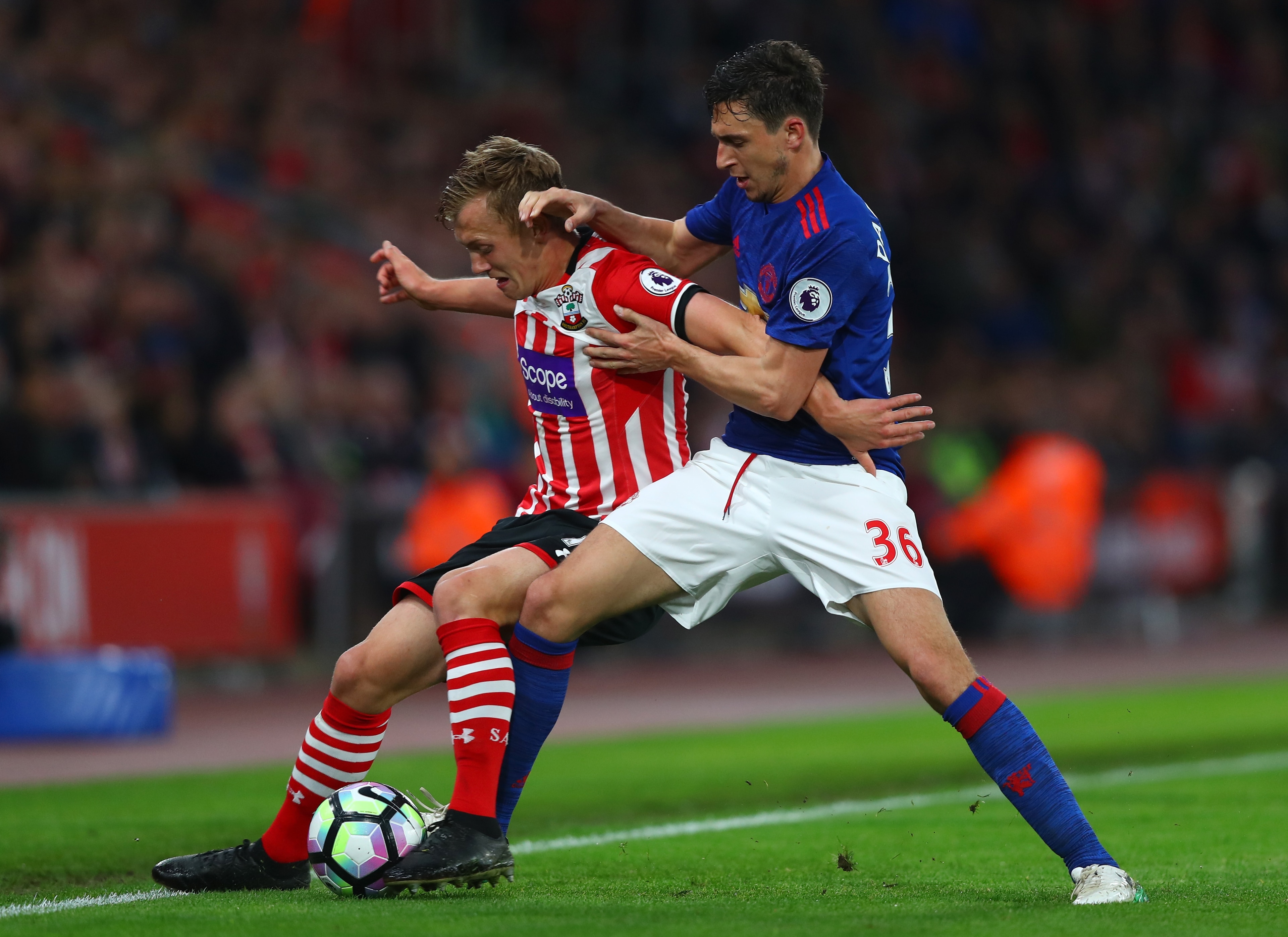 Matteo Darmian in defensive action.
