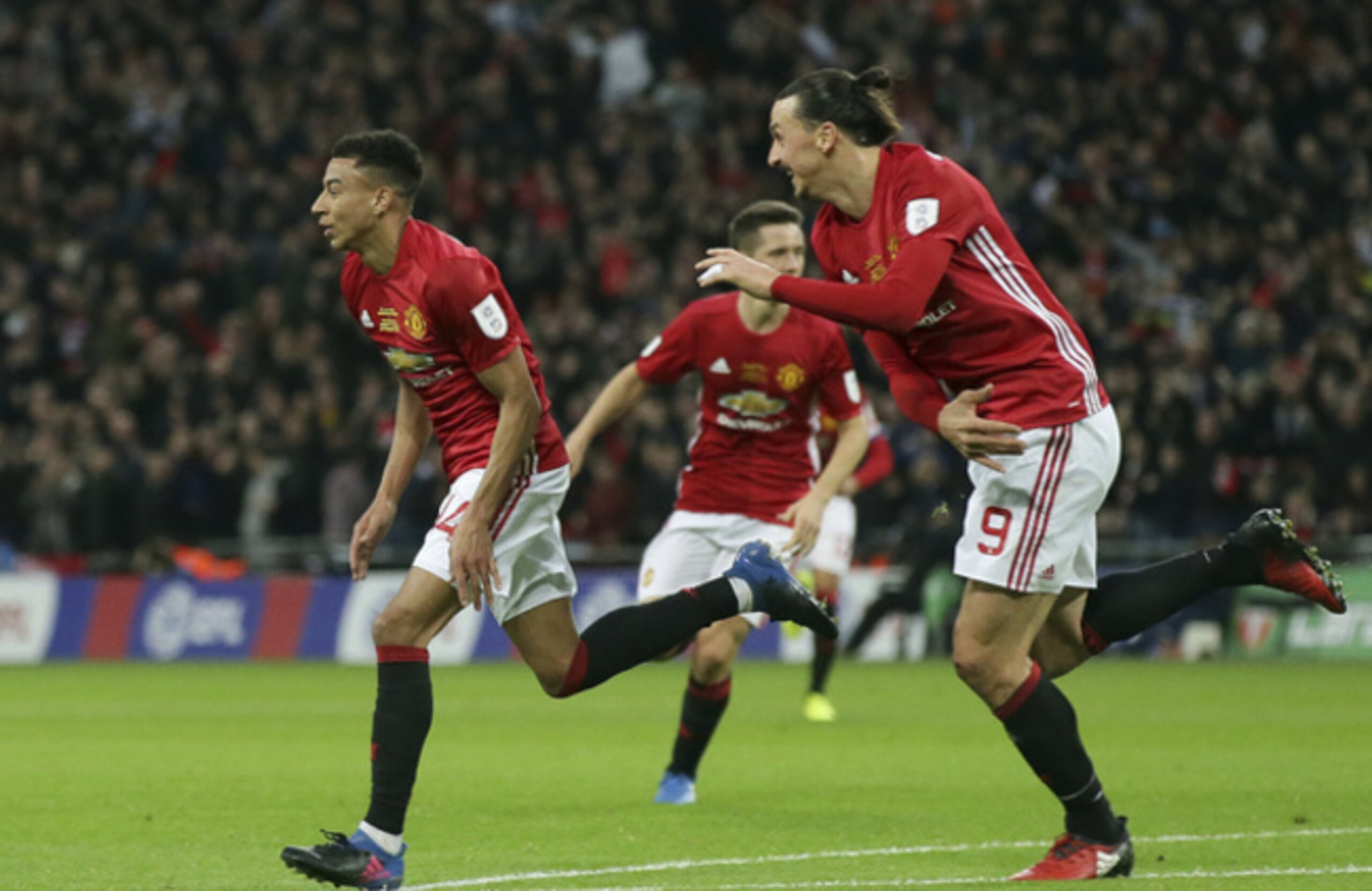 Jesse Lingard celebrates another Wembley goal. Jesse Lingard celebrates another Wembley goal.
