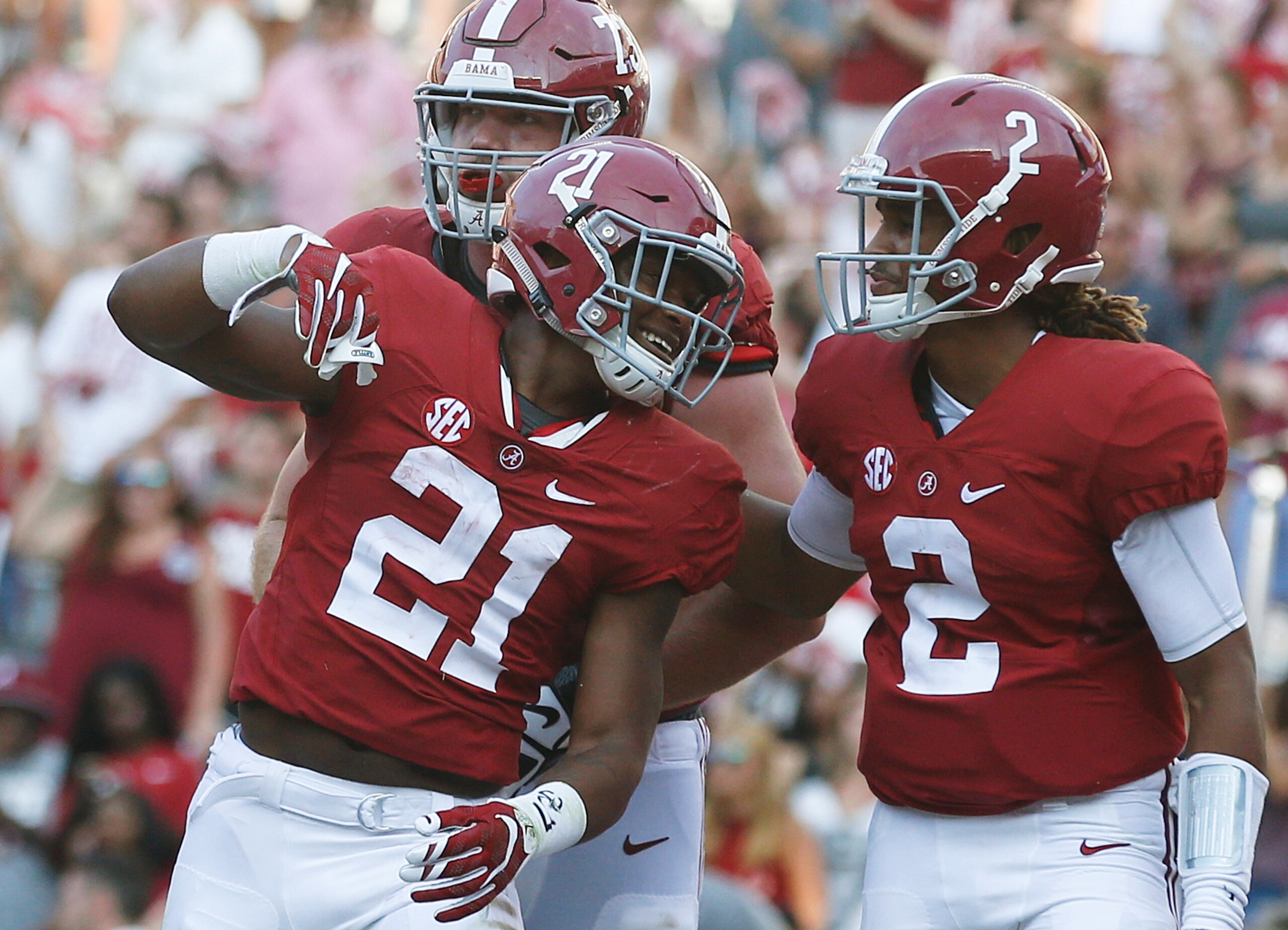 In sophomores Jalen Hurts (2) and B.J. Emmons (21), Alabama's offense is in great hands for at least two more years.