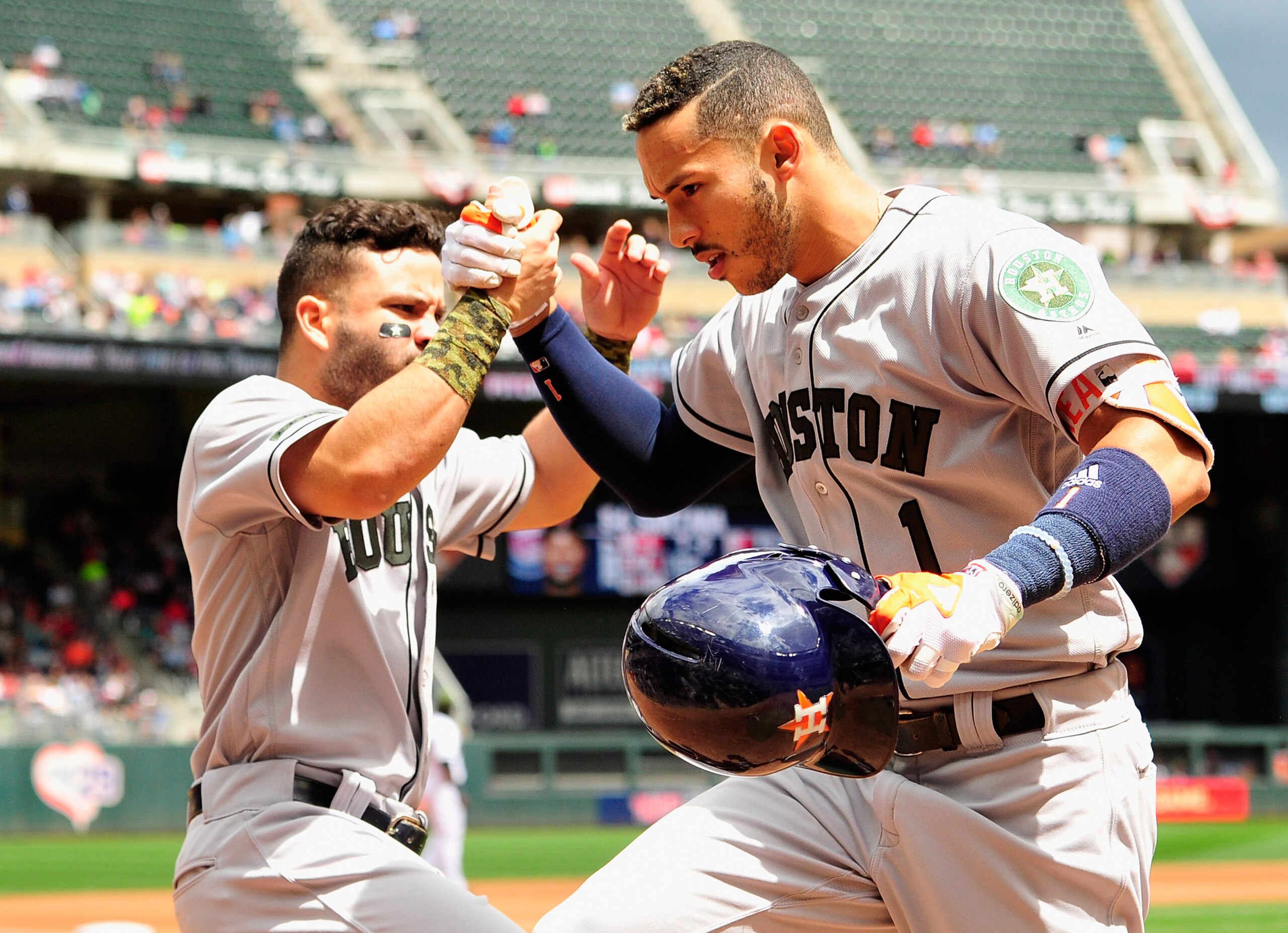 Houston Astros second baseman Jose Altuve and shortstop Carlos Correa.