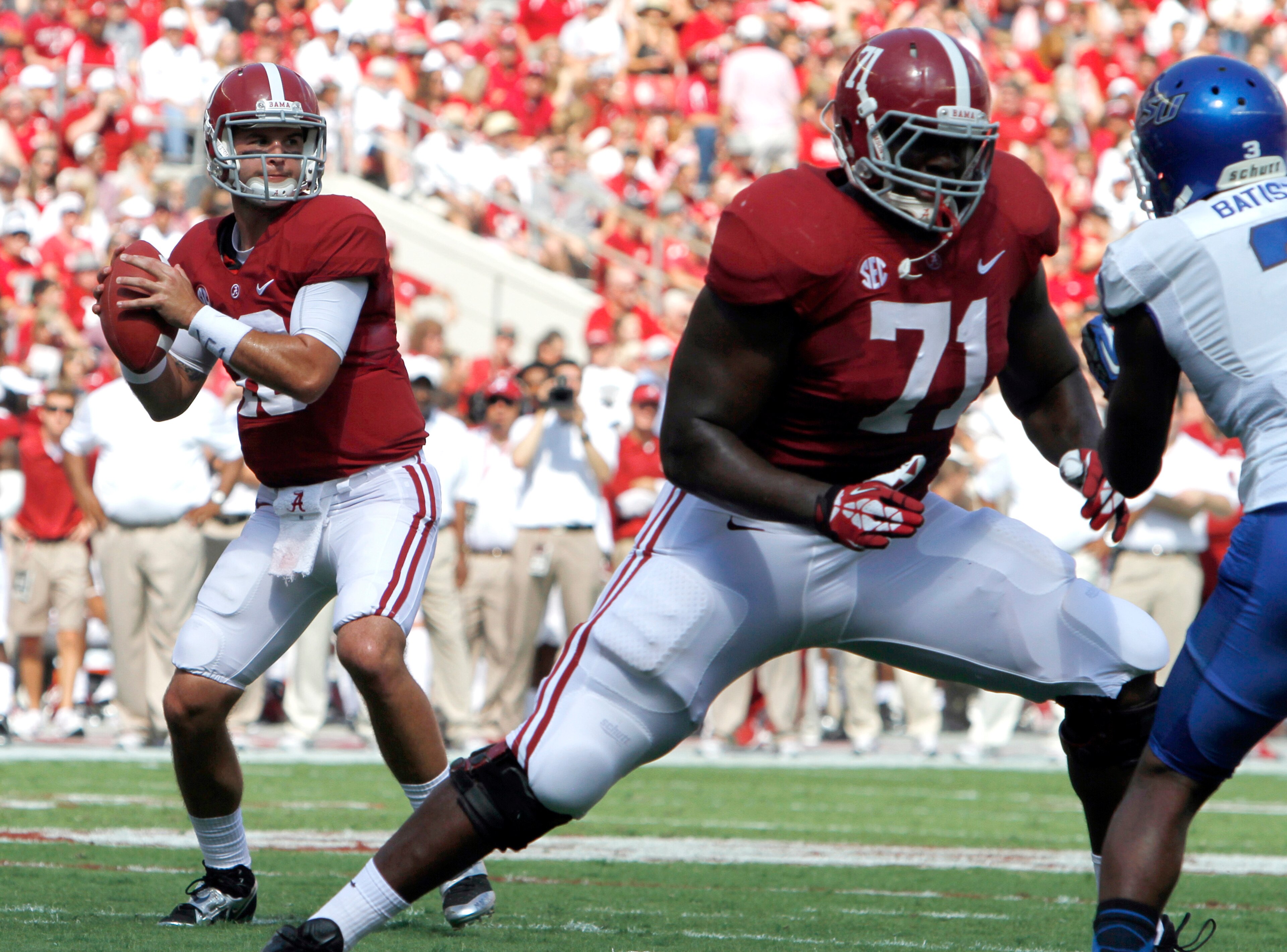 Maryland product Cyrus Kouandjio (71) helped pave the way for two Alabama championships. Maryland product Cyrus Kouandjio (71) helped pave the way for two Alabama championships.
