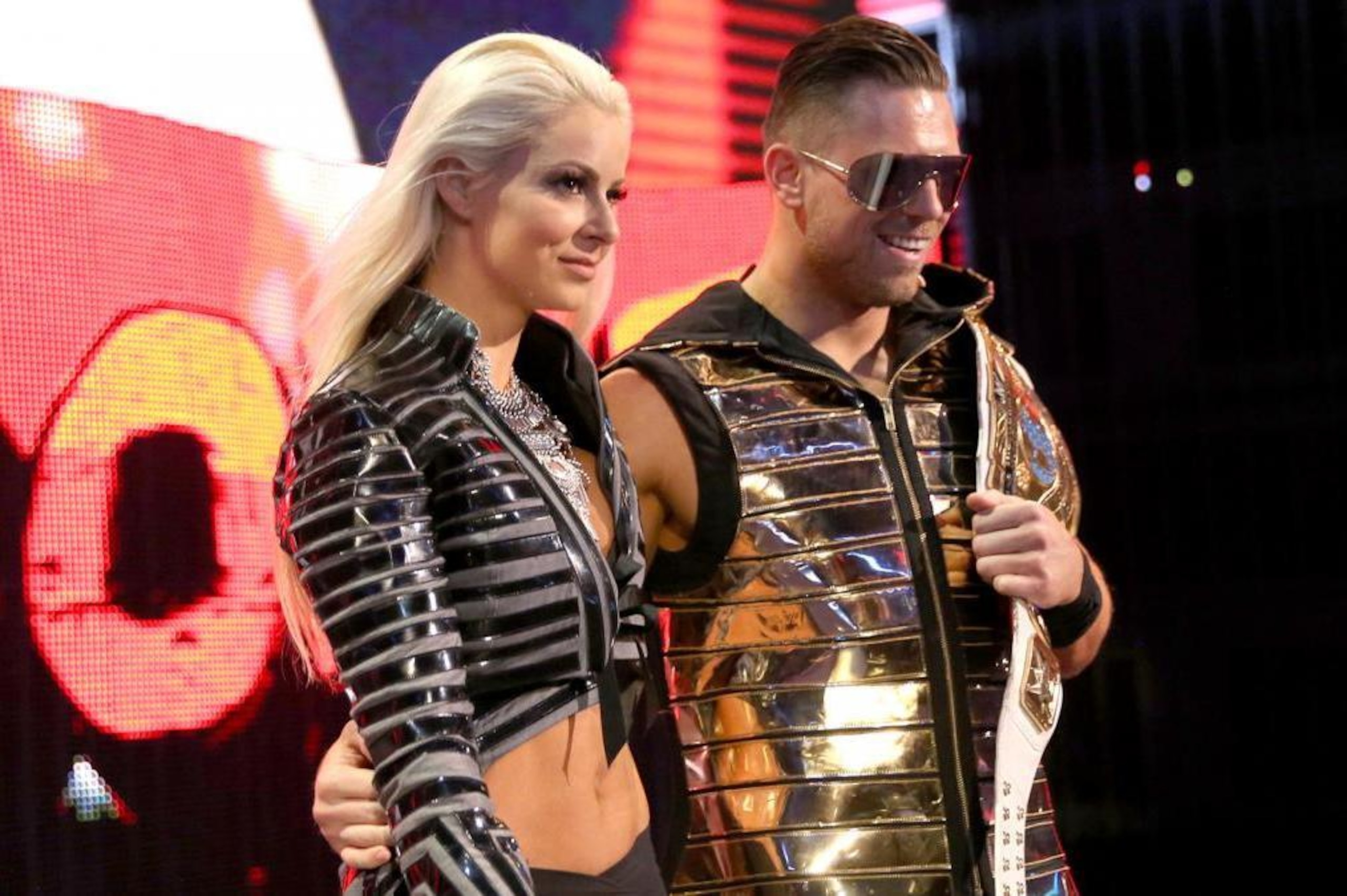 The Miz with Maryse and his prized Intercontinental Championship.