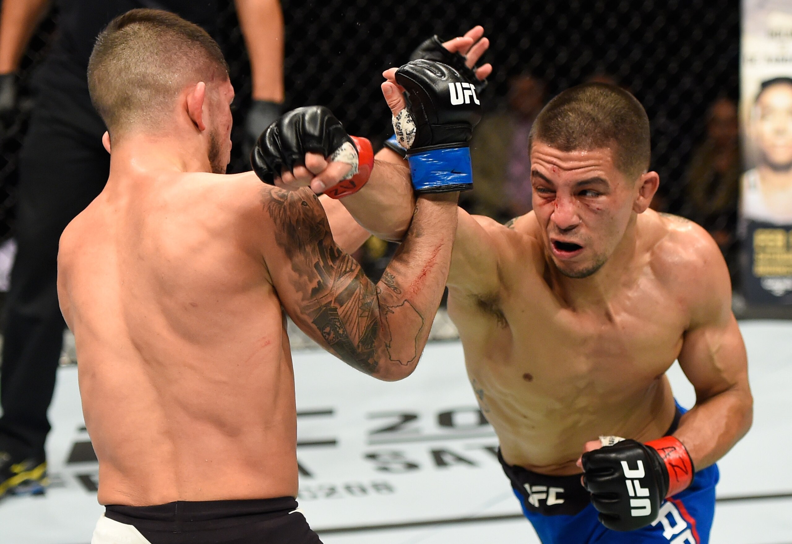 John Moraga (right) competed at UFC Fight Night 110.
