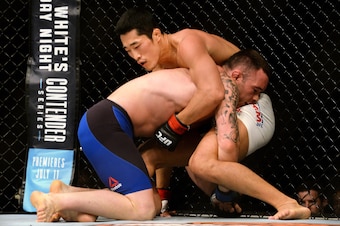 Dong Hyun Kim found himself in this position for 15 minutes at UFC Fight Night Singapore.