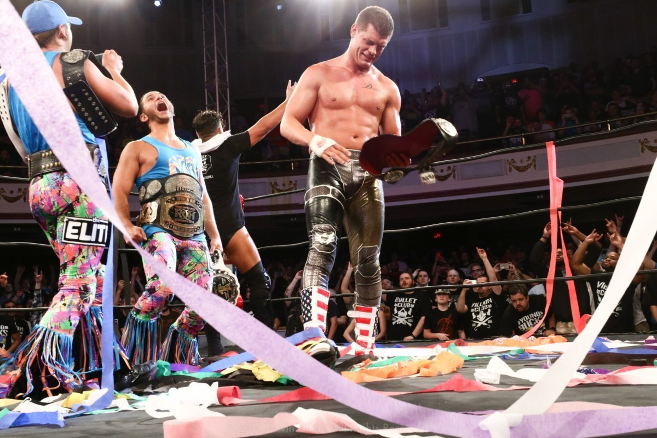 Cody Rhodes celebrates his first world title win in Ring of Honor.