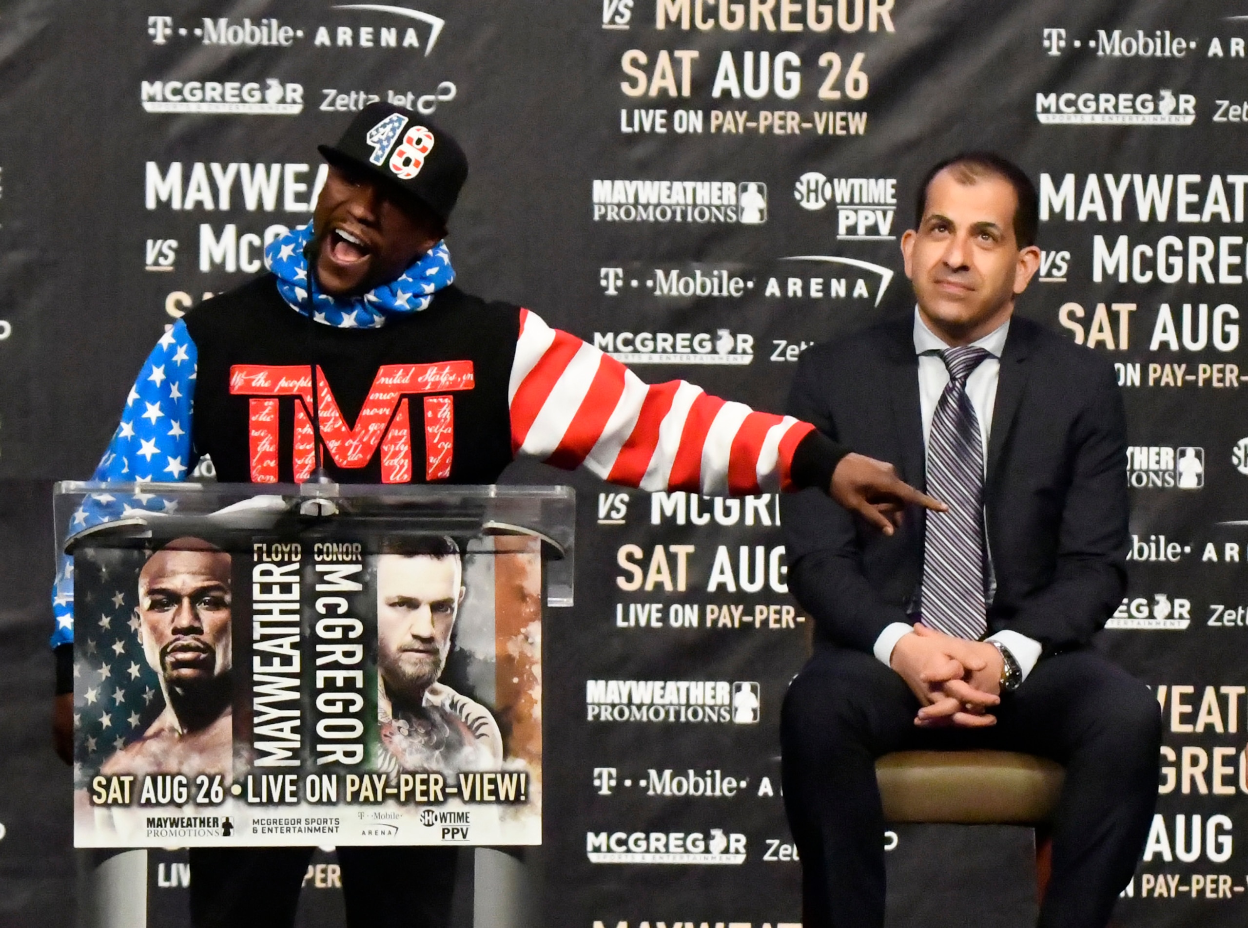 Mayweather displayed quick wits when McGregor began wisecracking about his taxes. Mayweather displayed quick wits when McGregor began wisecracking about his taxes.