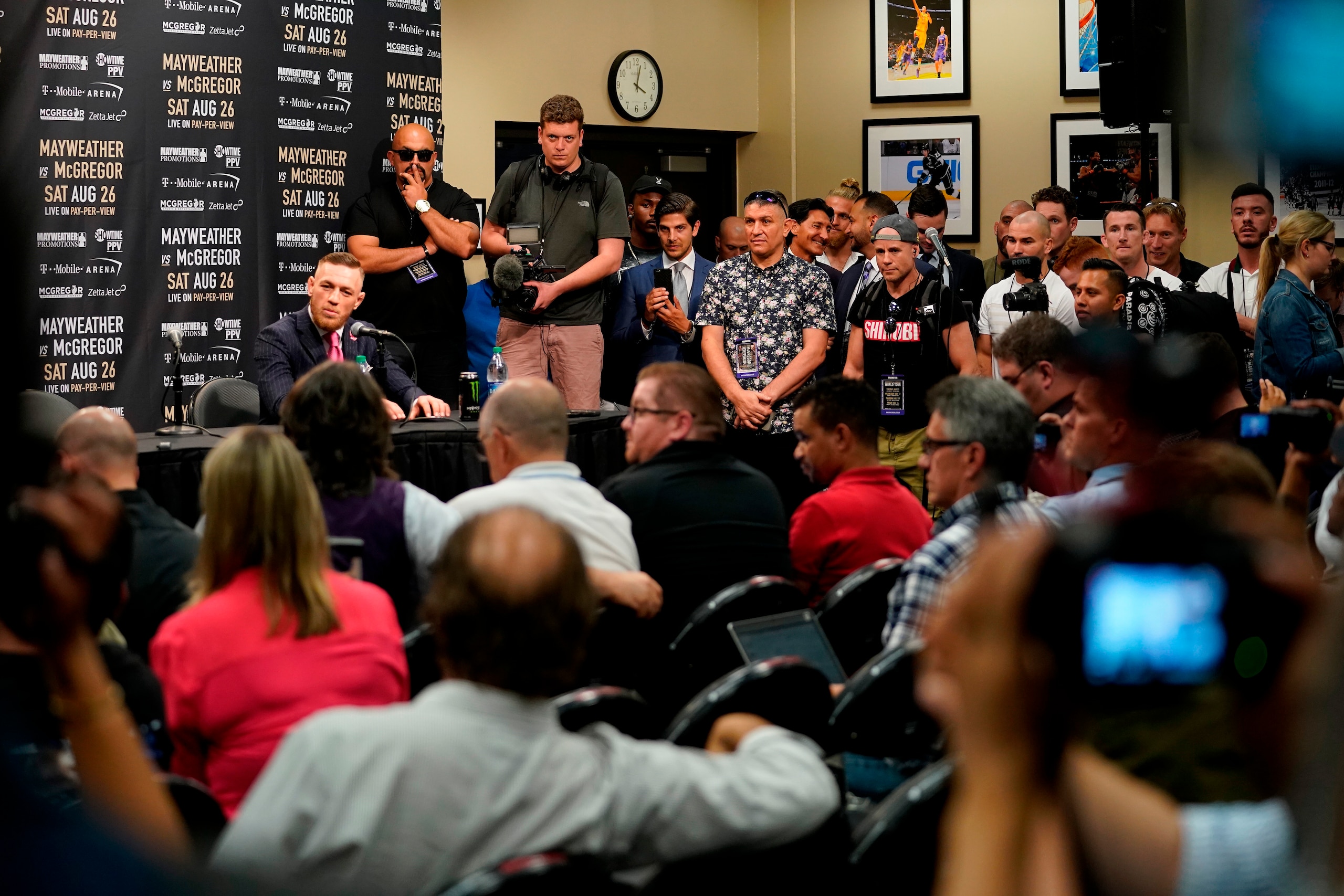 McGregor made the elder Floyd Mayweather look foolish during his media scrum. McGregor made the elder Floyd Mayweather look foolish during his media scrum.