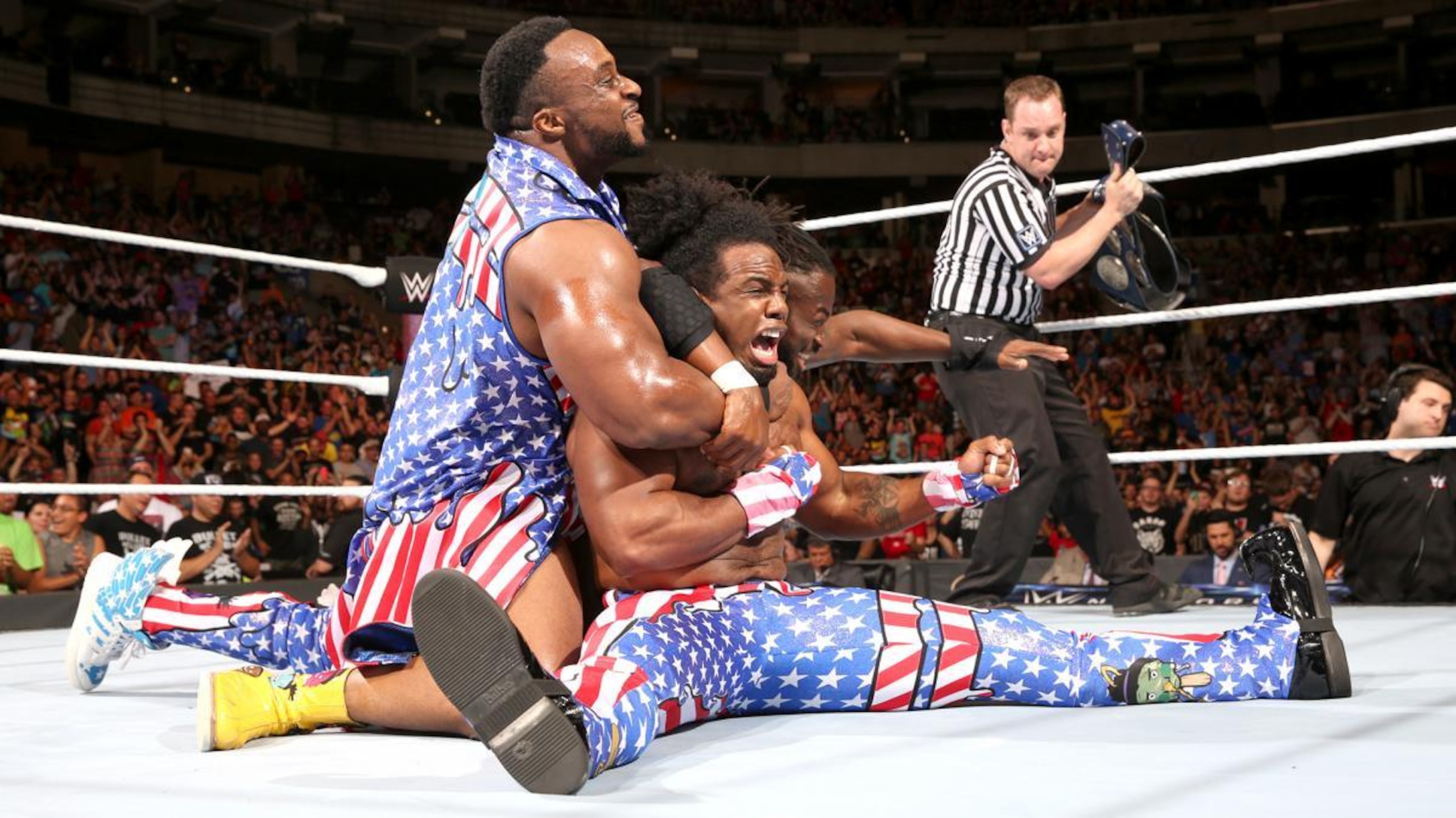 The New Day celebrate their title win at Battleground.